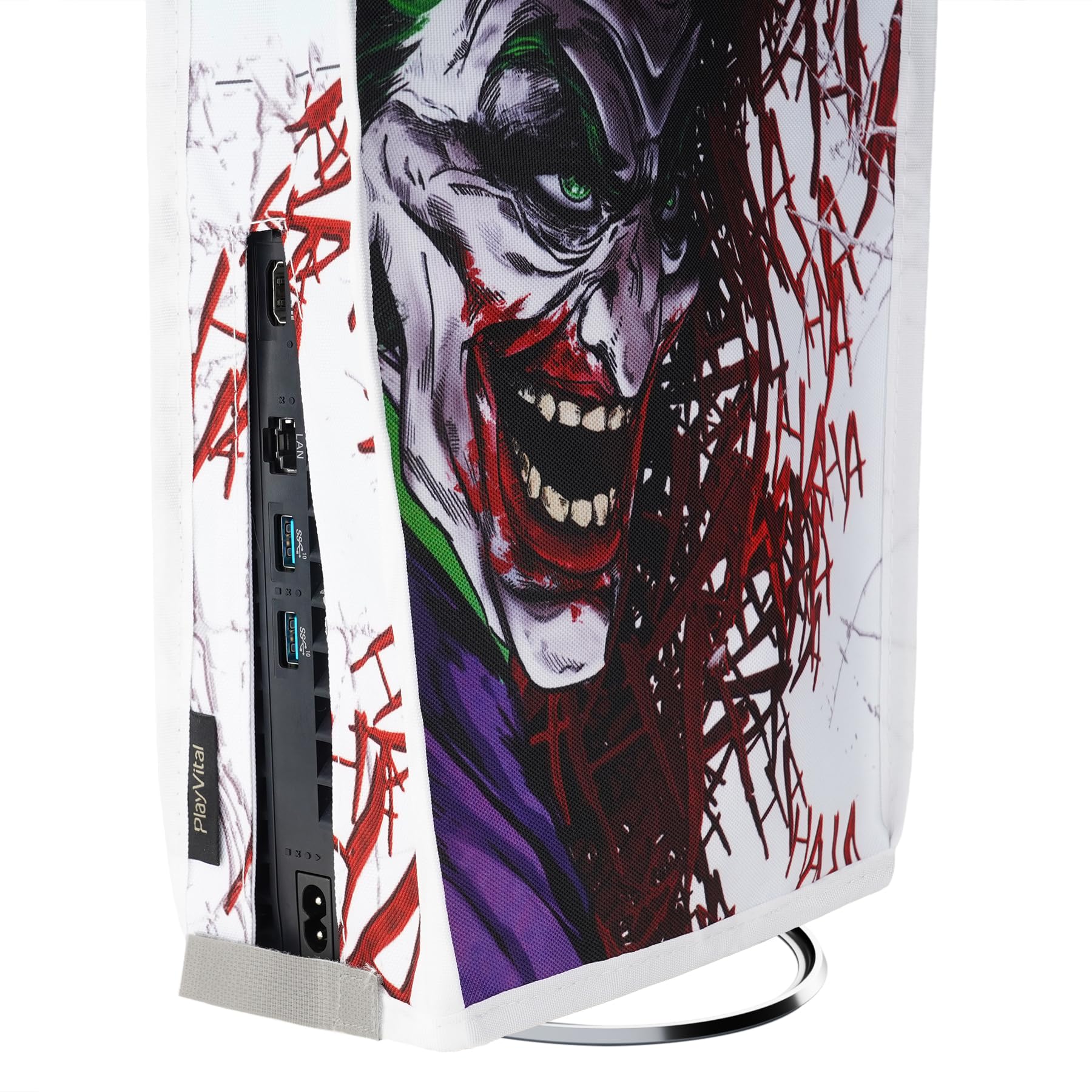 PlayVital Cover Antipolvere per ps5 Slim Digital Edition, Copertura Protettiva Impermeabile in Nylon per Console Verticale, HAHAHA