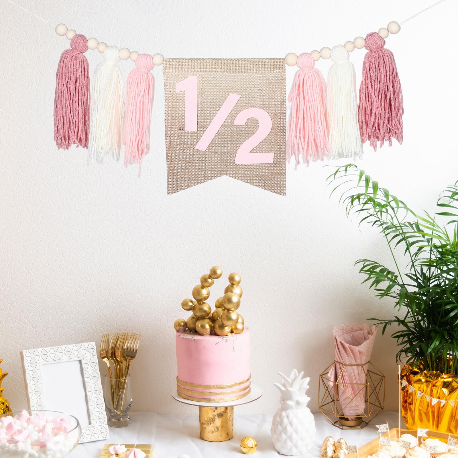 SUPVOX 2piezas Banner Bohemio de Madera Borlas para Decoración de Cumpleaños Banderines para Trona y Fiestas Infantiles para Celebraciones de Año