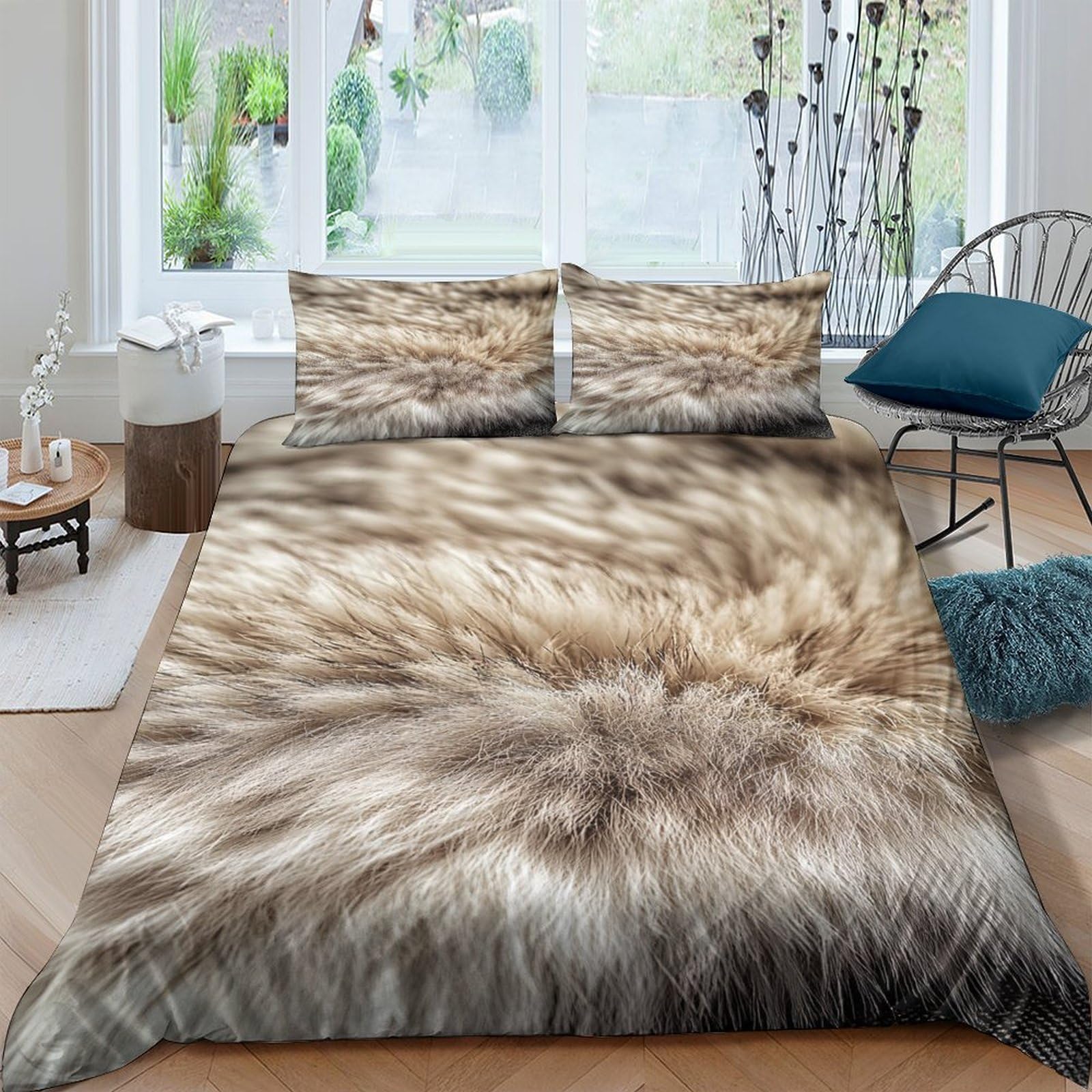Ctjqhvkz Style-10 3D Printed Faux Fur Texture Fitted Sheet Microfiber Soft Breathable Animal Skin Pattern Bed Cover For Bedroom Decor Mattress Protection Single（135X200cm）