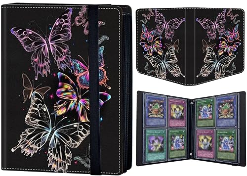 Carpeta para tarjetas coleccionables de 4 bolsillos, 160 tarjetas, libro con banda elástica que se adapta a la mayoría de tarjetas de tamaño