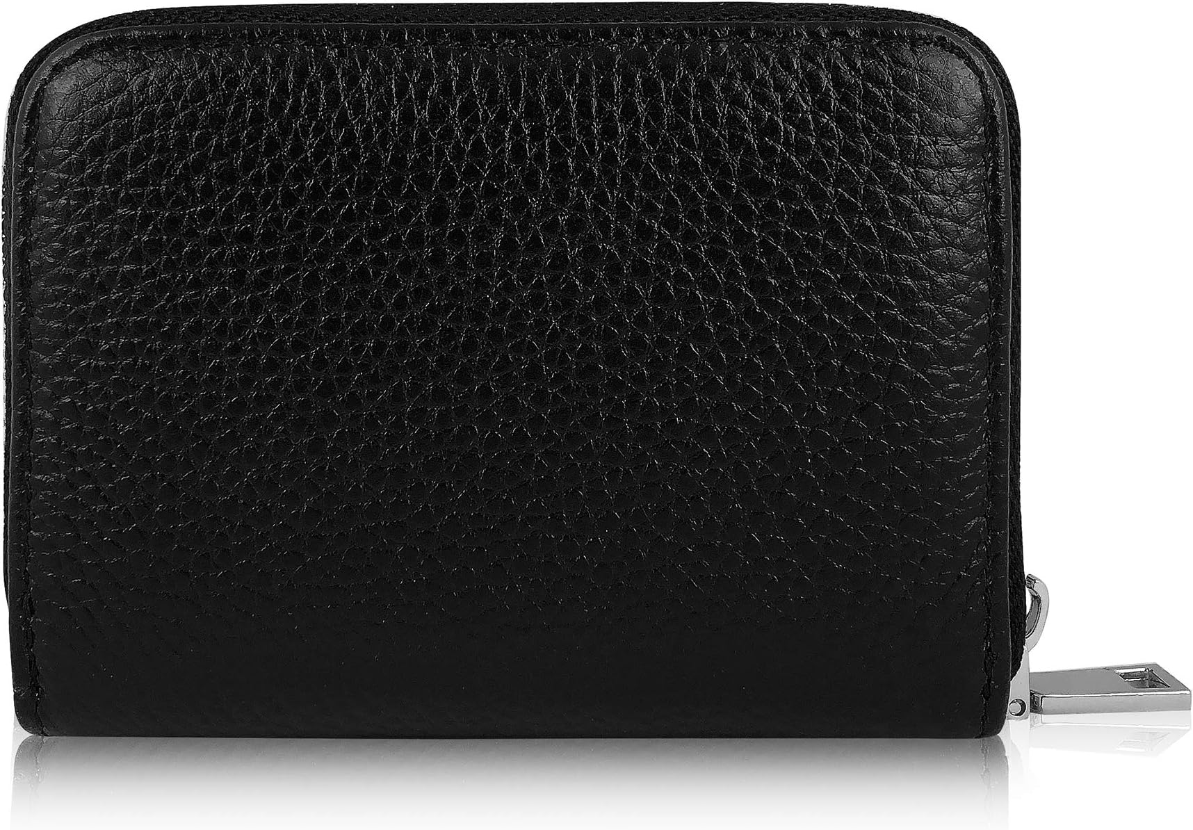 Prime Best Rfid Blocking Zip Around Wallet Genuine Leather Quality Zipper Secure For Man & Woman ID Window Top Stainless Steel Metal Slim Credit 12+Card Holder Case Thin Front Pocket Purse Black