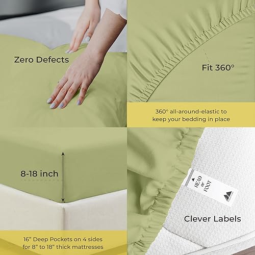 Miniatura 77 de Mayfair Linen Sábanas 100% de algodón egipcio tamaño Queen – Juego de sábanas de 1000 hilos de algodón egipcio tamaño Queen, 6 piezas, color rubor