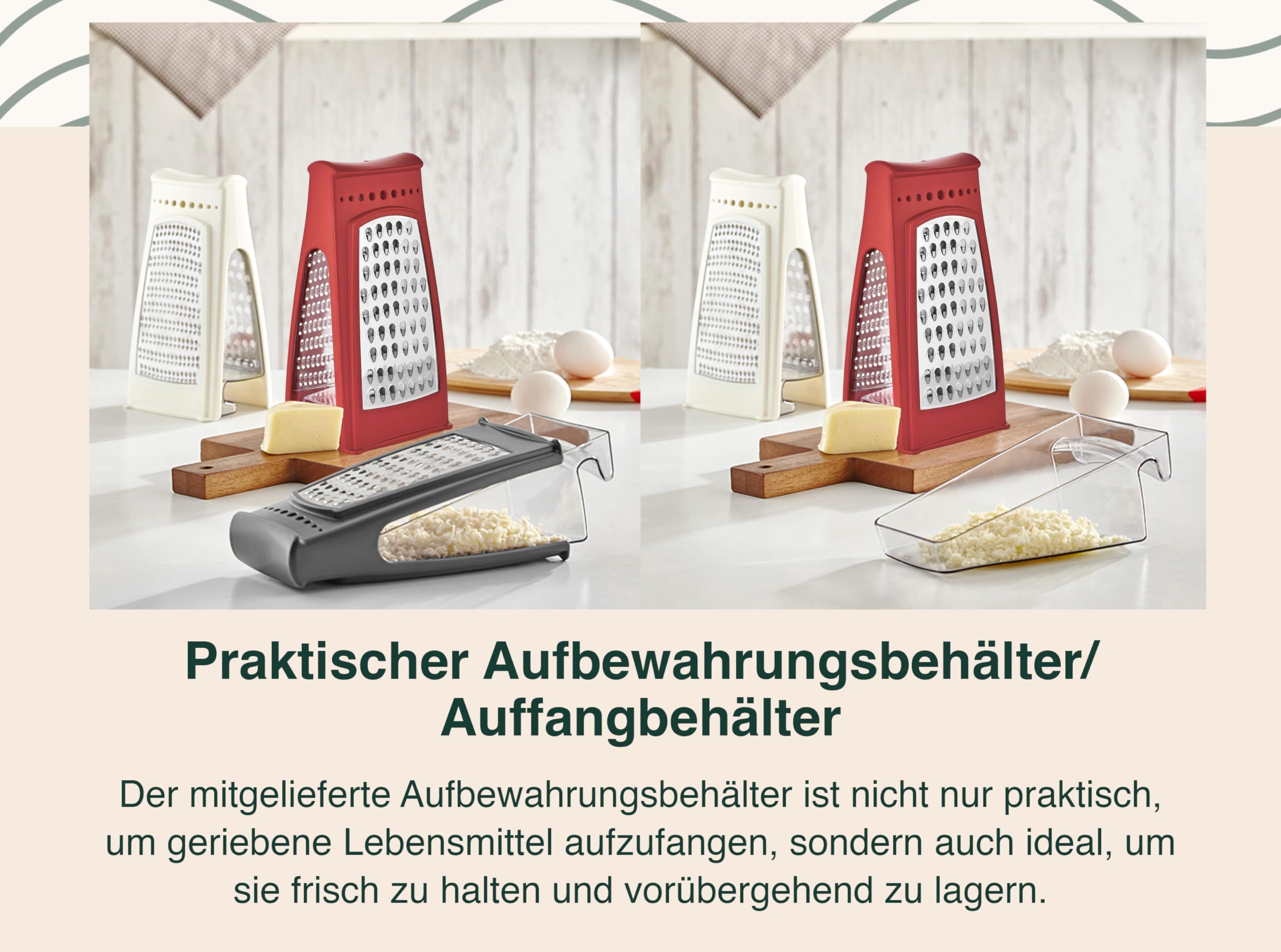 Grattugia Formaggio Doppia Faccia - Acciaio Inox, Con Grattugia Fine E Grossa, Manico Antiscivolo - Foto 8