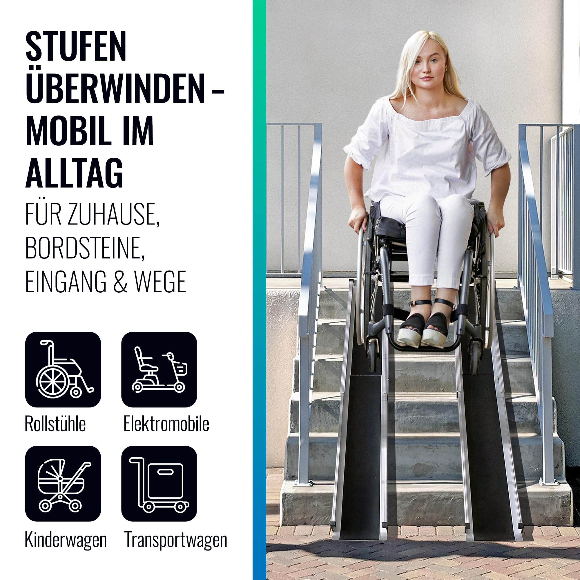 Rampa para silla de ruedas de aluminio, plegable, telescópica, para silla de ruedas, para cochecitos, escaleras y umbrales de puerta, 240 cm