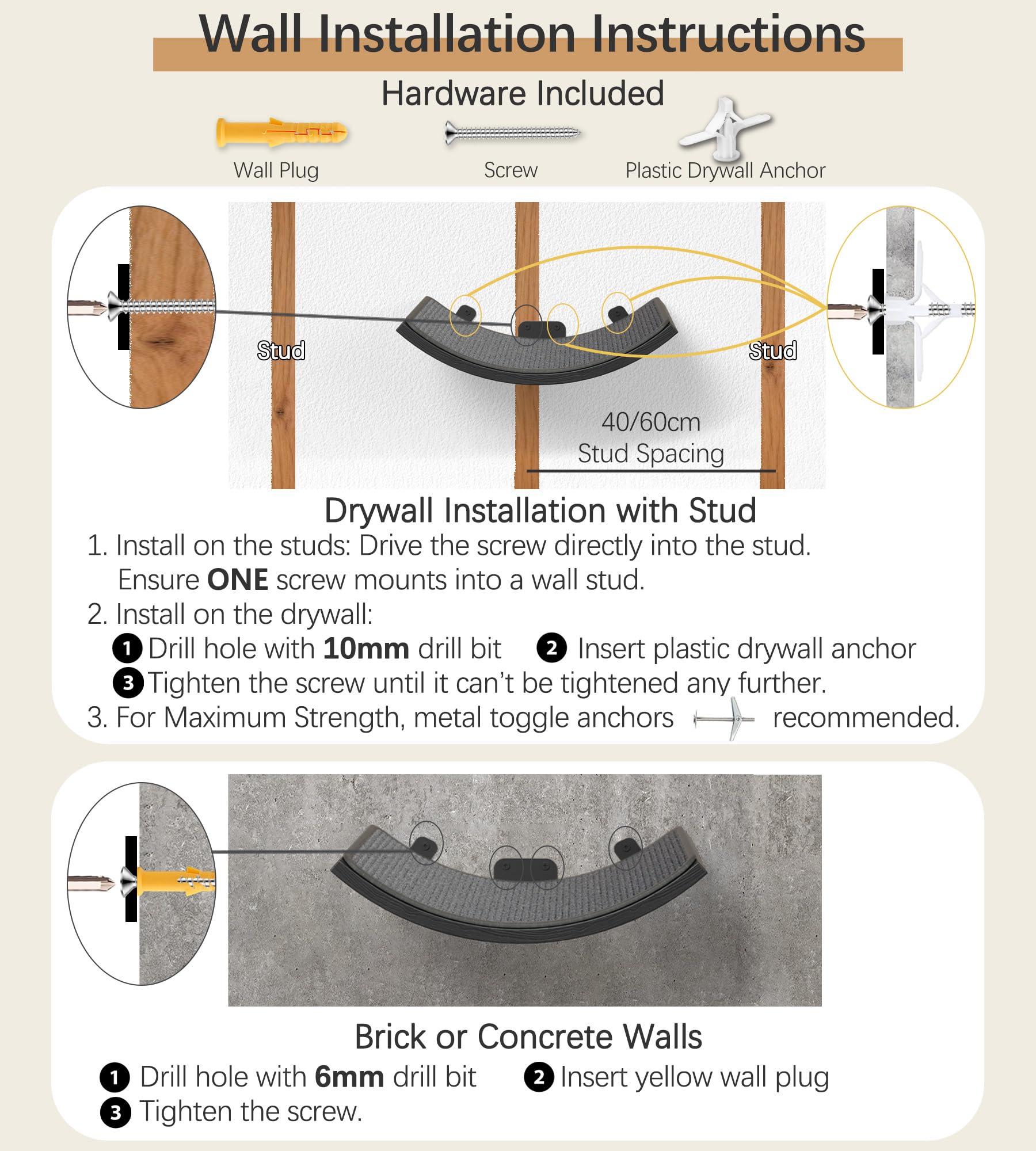 Ensemble de cadre d'escalade pour chat avec tapis à griffer, ensemble de meubles muraux pour chat avec 2 marches et plateformes incurvées, étagères en bois pour chat pour dormir et jouer