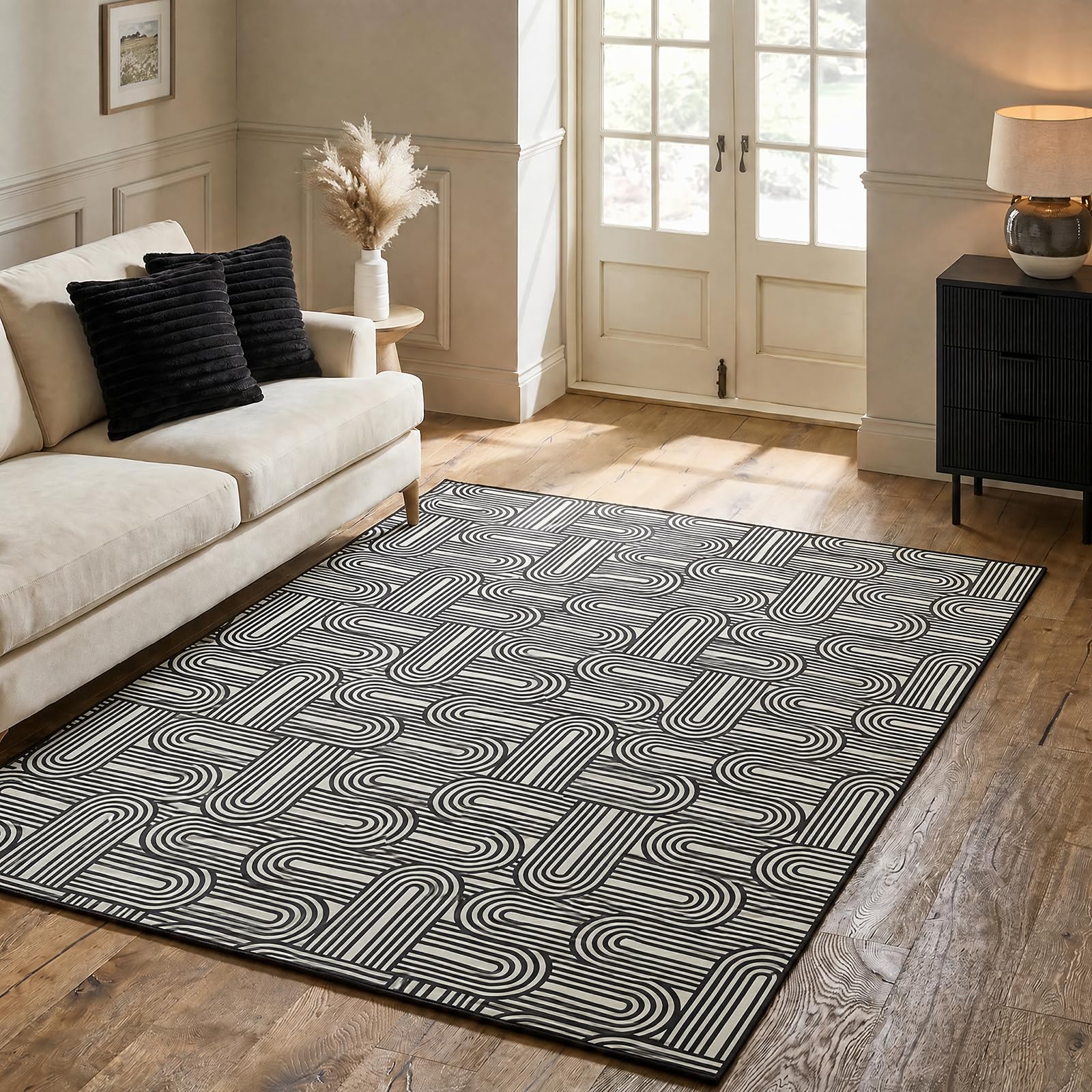 OHS Arches Printed Rugs Living Room Large 160x230 Washable Rug, Mono