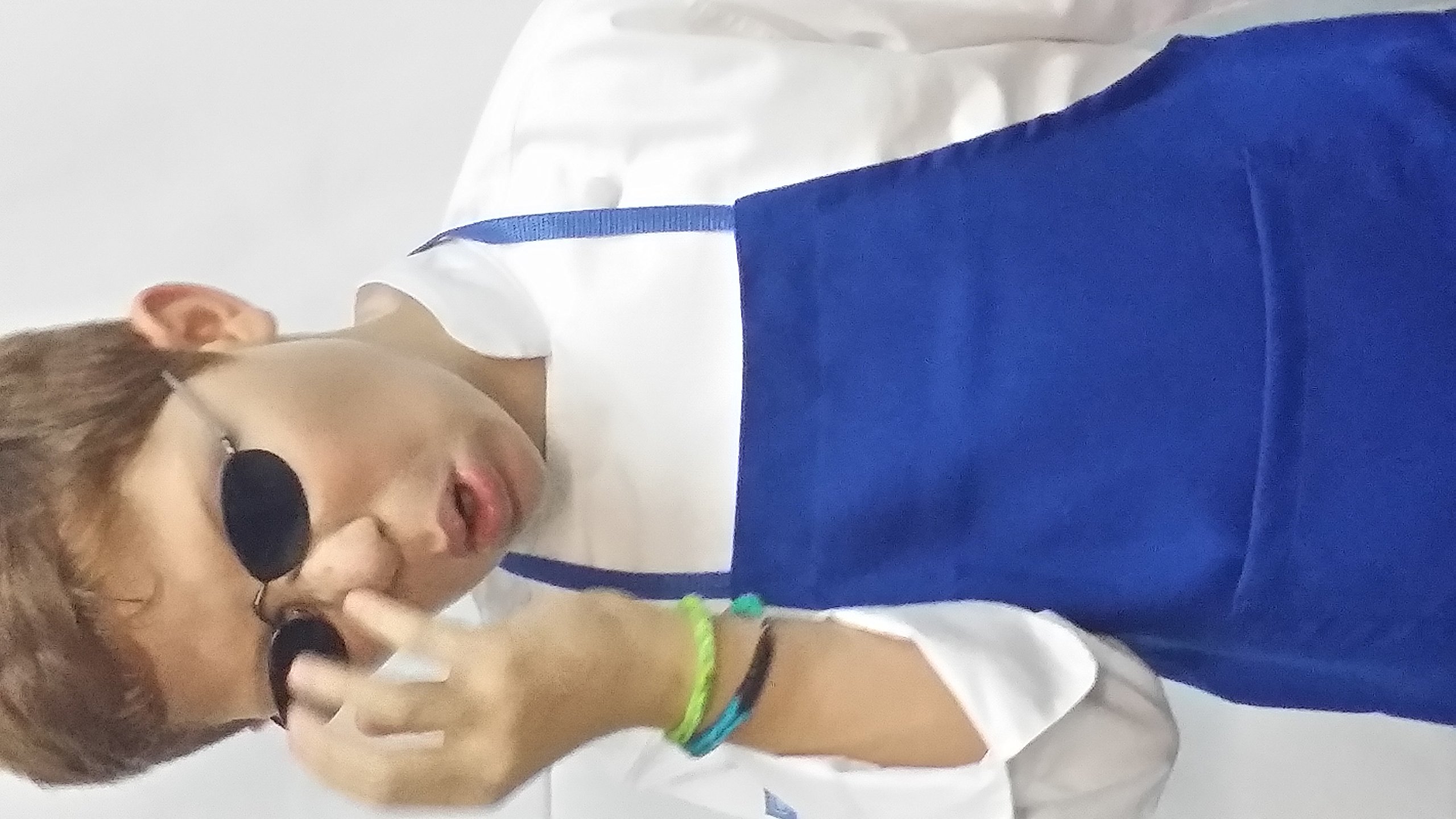 CHEFSKIN Royal Blue Medium Lot of 5 Chef Aprons Real Fabric Pocket Lightweight