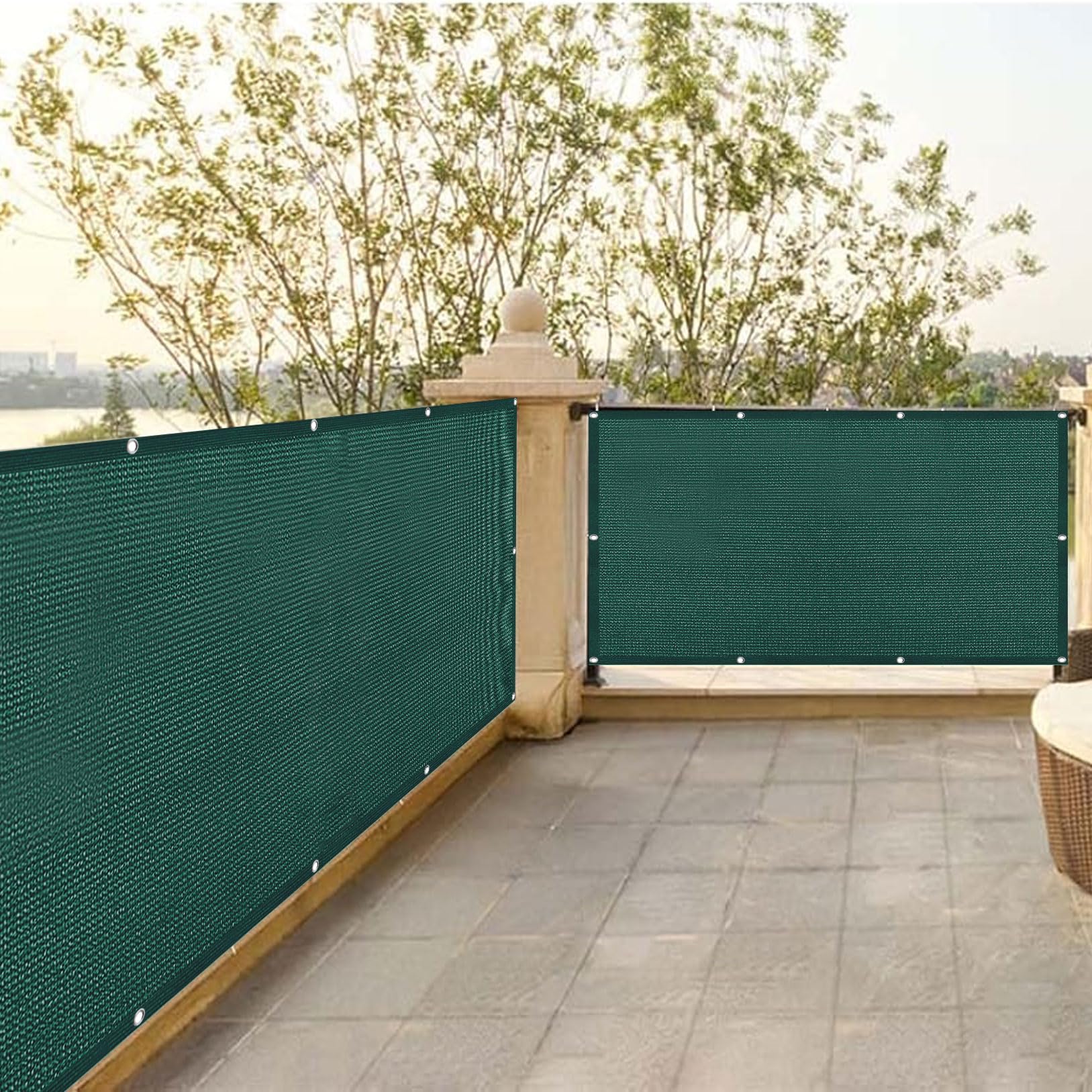 Brise vue balcon respirant anti-UV avec serre-câbles inclus