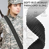 Vista 5 de Eslinga de rifle de 2 puntos, eslinga de paracord 550 para rifle con giratorios de triple bloqueo y correa de longitud ajustable rápida para tiro