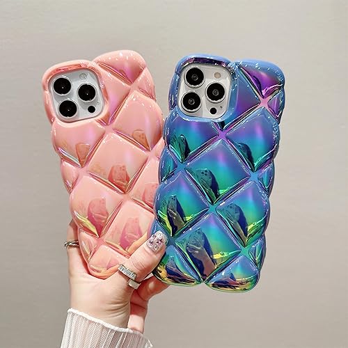 Miniatura 2 de ADCOOG Compatible con iPhone 12 Pro Max, bonita funda gradual de rombos 3D, protección anticaídas con marco de onda suave, funda gruesa a prueba de