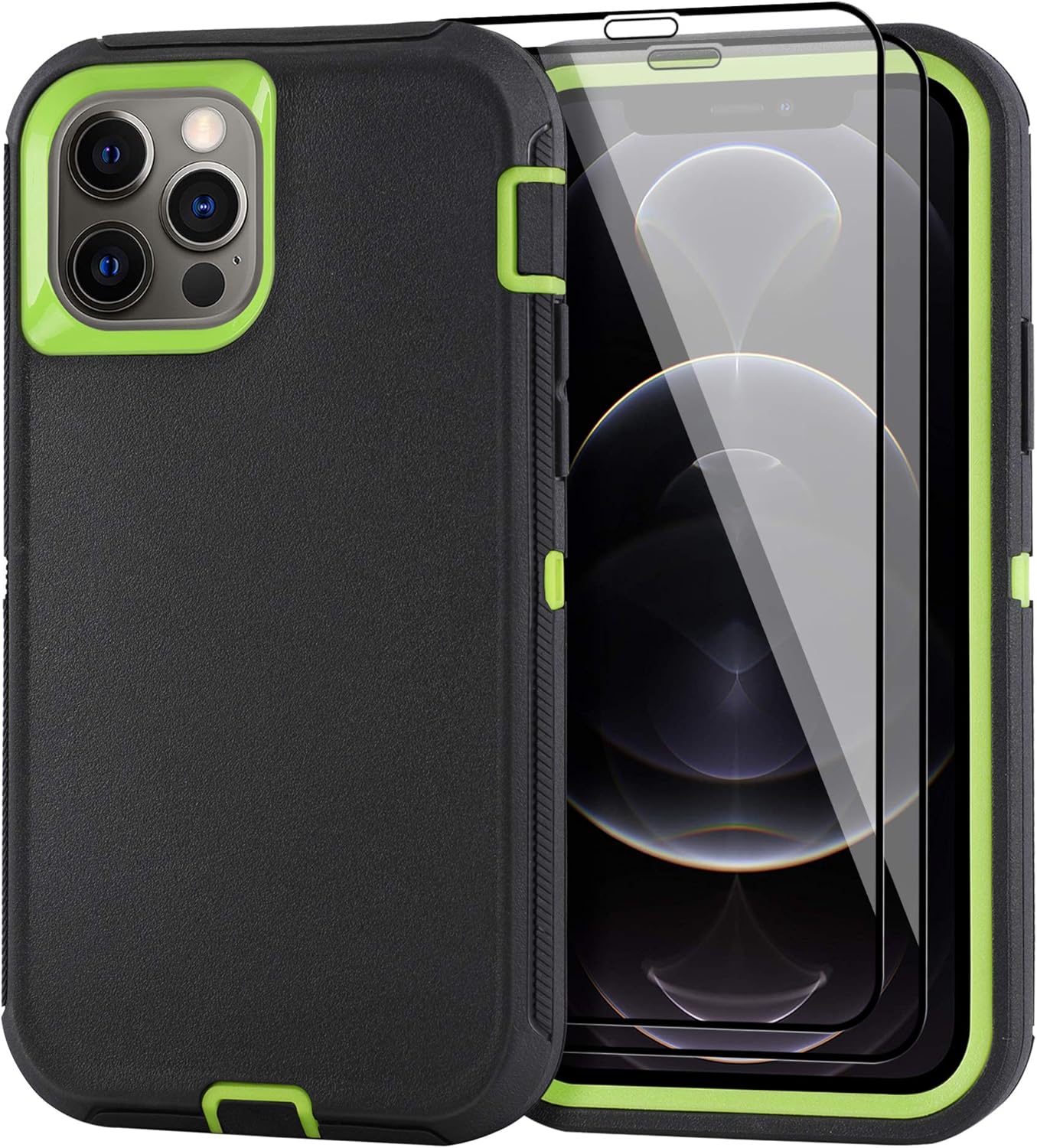 Case for iPhone 12 Pro Max Case 6.7″ with 2 Screen Protector, Full Body Rugged Heavy Duty Military Grade Cover, Shockproof Drop-Proof Protection Durable Phone Case (Black Green) Case for iPhone 12 Pro Max Case 6.7″ with 2 Screen Protector, Full Body Rugged Heavy Duty Military Grade Cover, Shockproof Drop-Proof Protection Durable Phone Case (Black Green)