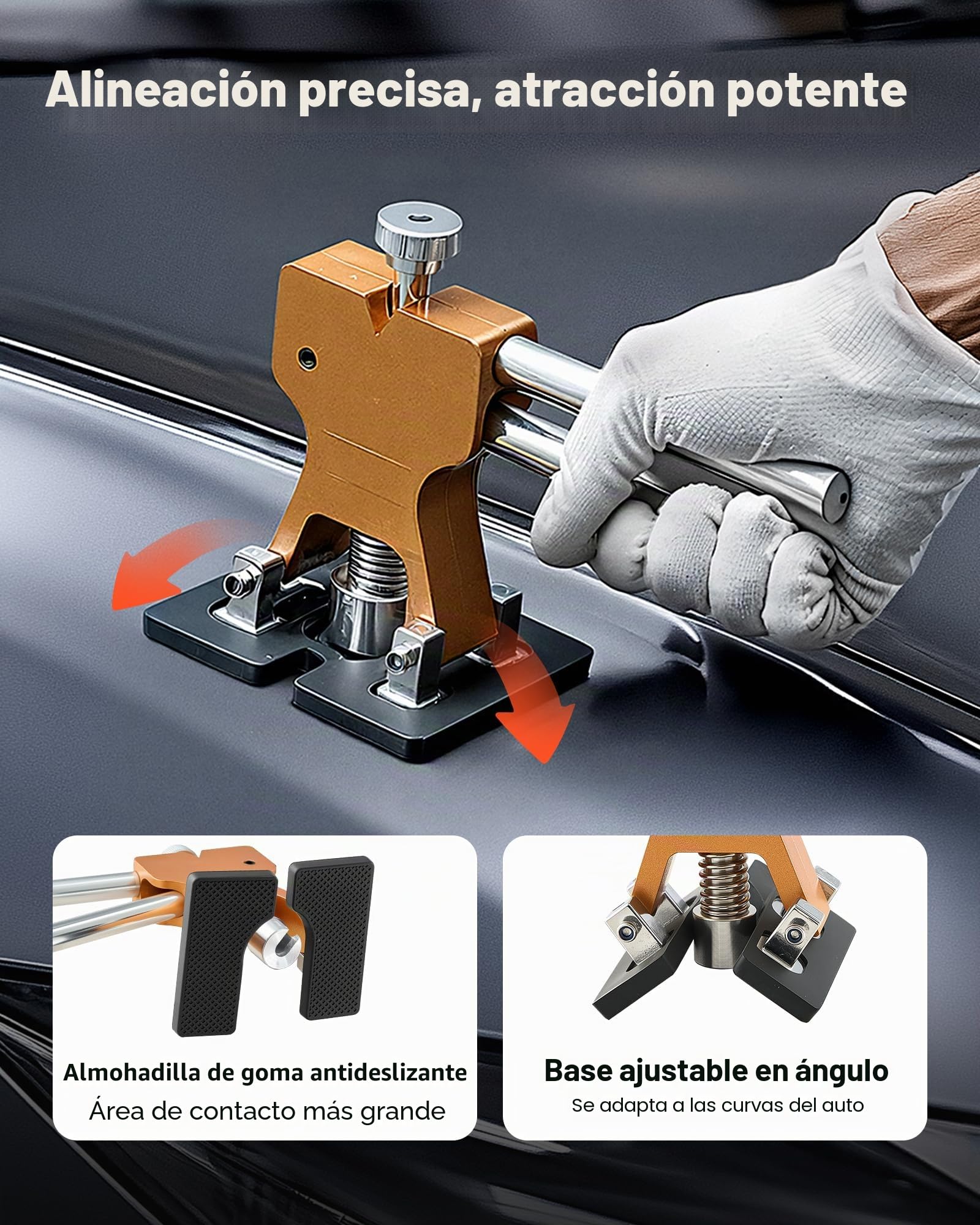 VEVOR Juego de Extractores de Abolladuras, sin Pintura, con Elevador Dorado, Martillo Deslizante, Barra T, Pistola de Pegamento y Herramientas a Eliminar Daños por Granizo en Carrocerías, 61 uds