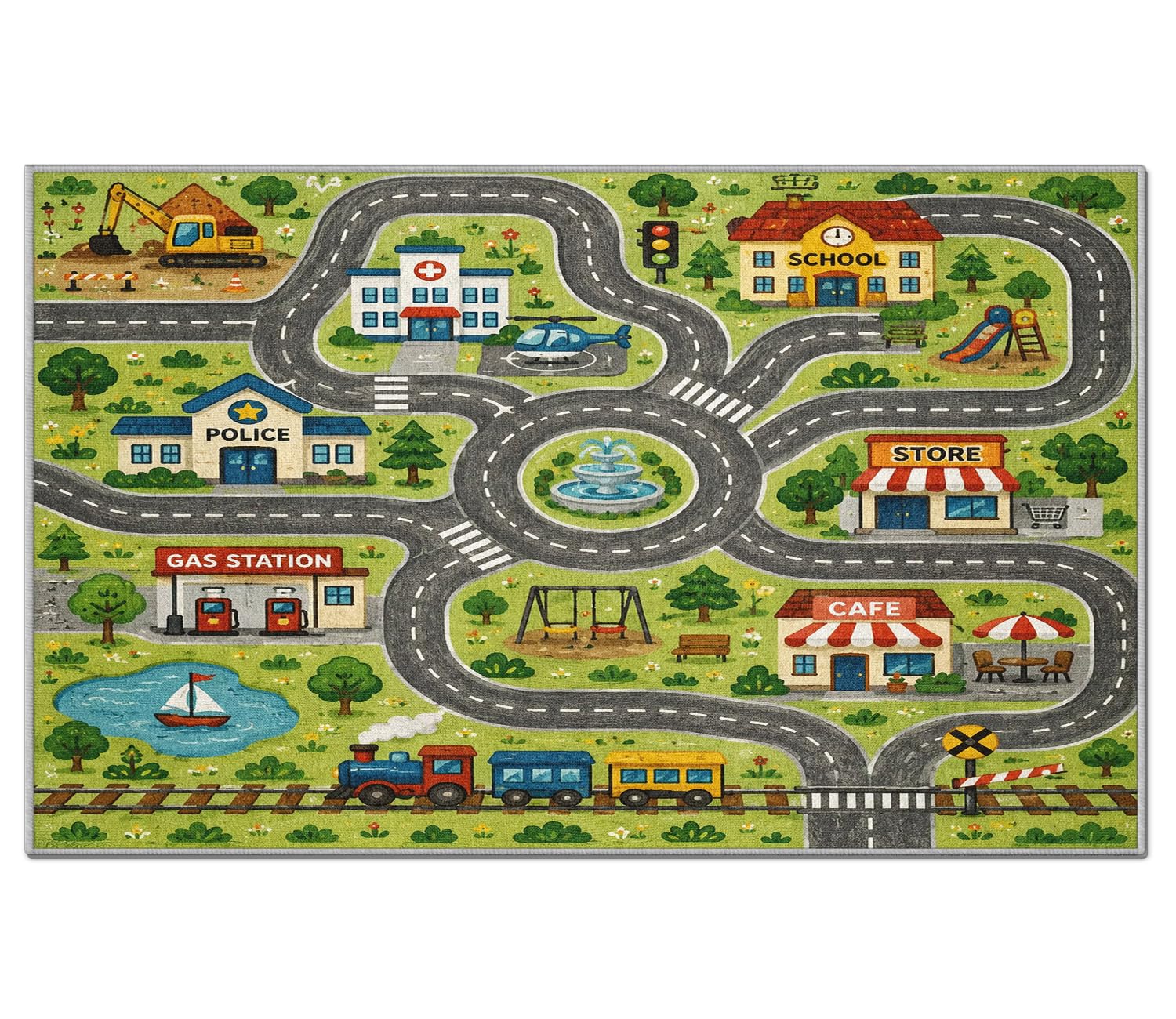Tapis Salon de Jeu Enfants 140x200cm Lavable en Machine Antidérapant