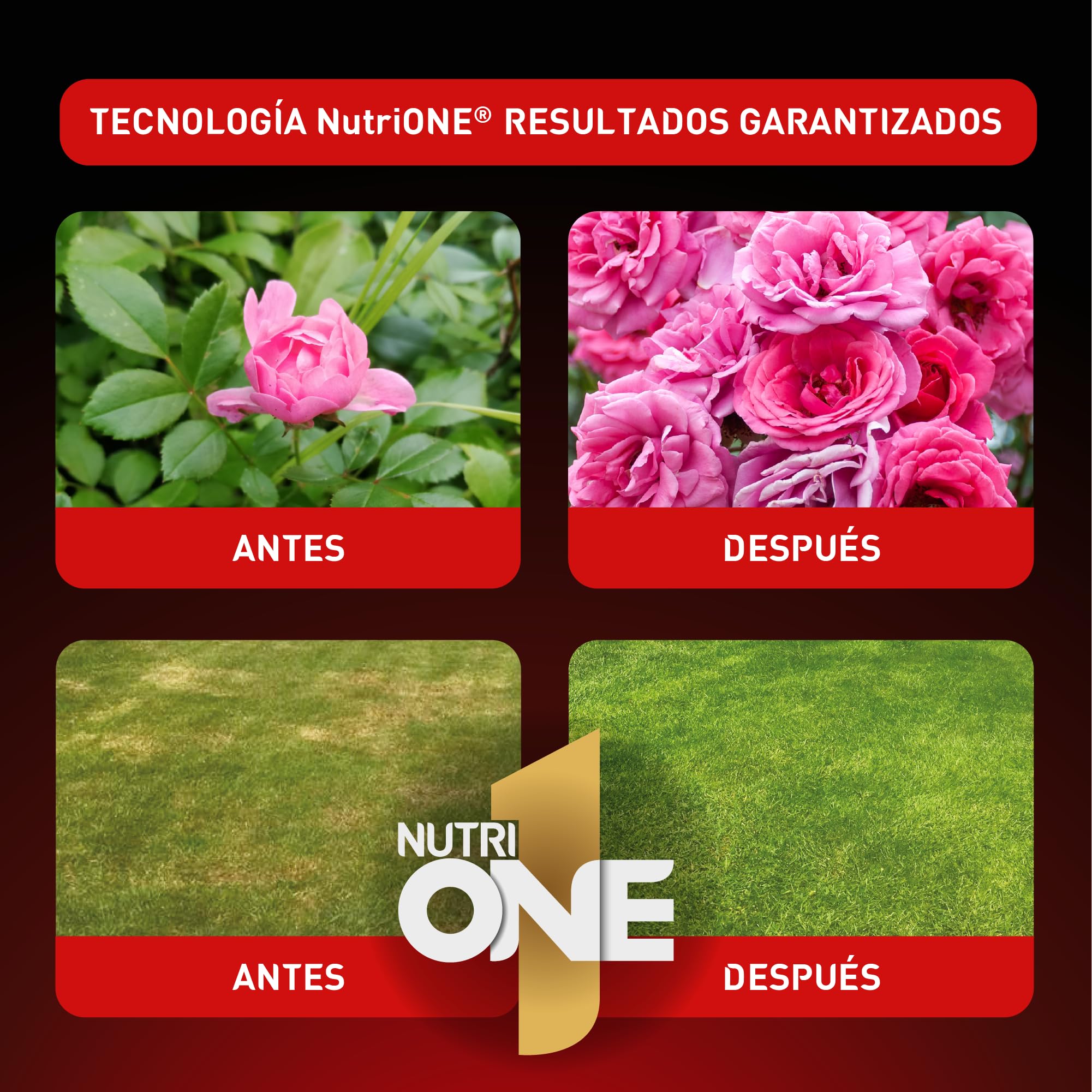 nutriONE Abono granulado para todo tipo de Plantas y Flores. Fertilizante Concentrado microgranulado Premium. Ingredientes naturales y resultados visibles en 7 días.
