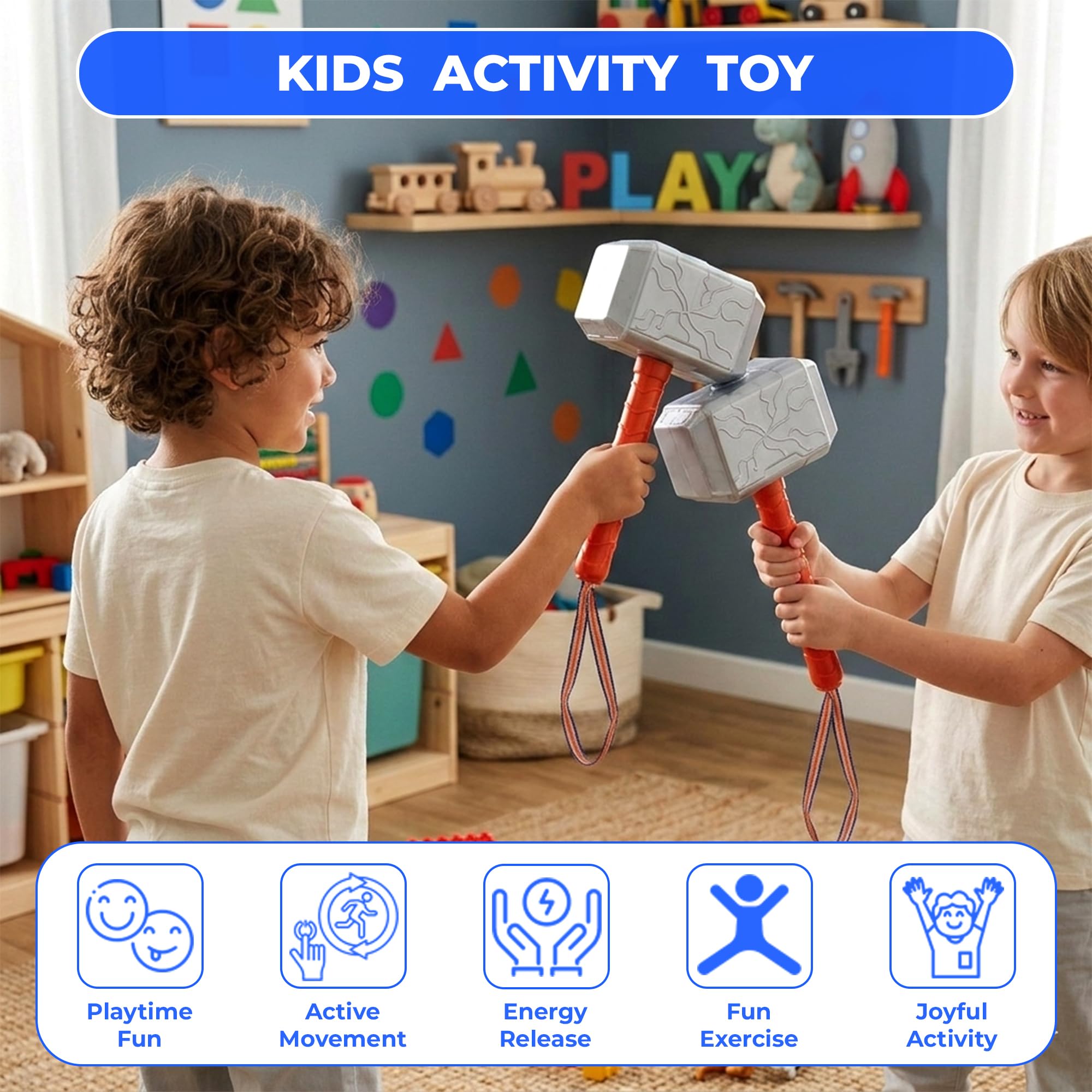 Ratna's Thunder Hammer Toy for Kids, Plastic, Light Weight, a Pretend Play Toy Weapon for Boys, Kids 1