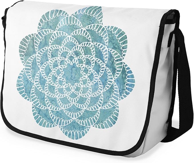 Bonamaison Digitally Printed Messenger School Bag with Black Strap for
