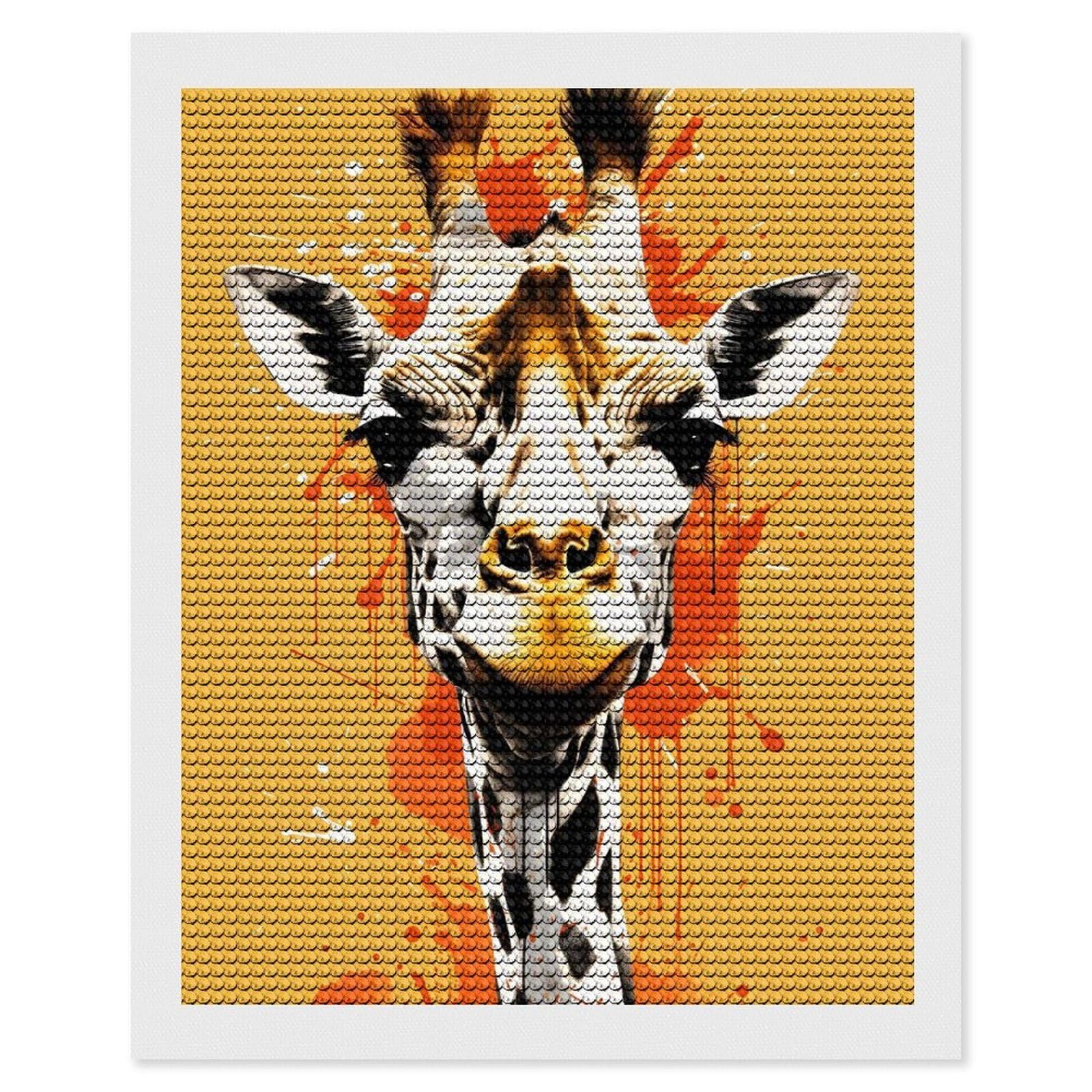 Junmoney Giraffe Painting Animal Diamond Painting Canvas Set 16"x20", for Women, Mindful Craft Activity, Cosy Home Accent, Festive Craft Gift