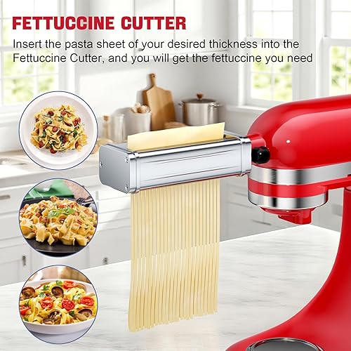 Miniatura 7 de GuanQiao Juego de accesorios para hacer pasta se adapta a todas las batidoras de pie KitchenAid, juego de rodillos y cortadores de 3 piezas KSMPRA.