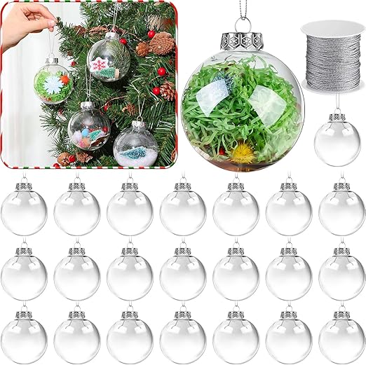 Wettarn Clear Christmas Ornaments Balls Plastic Fillable