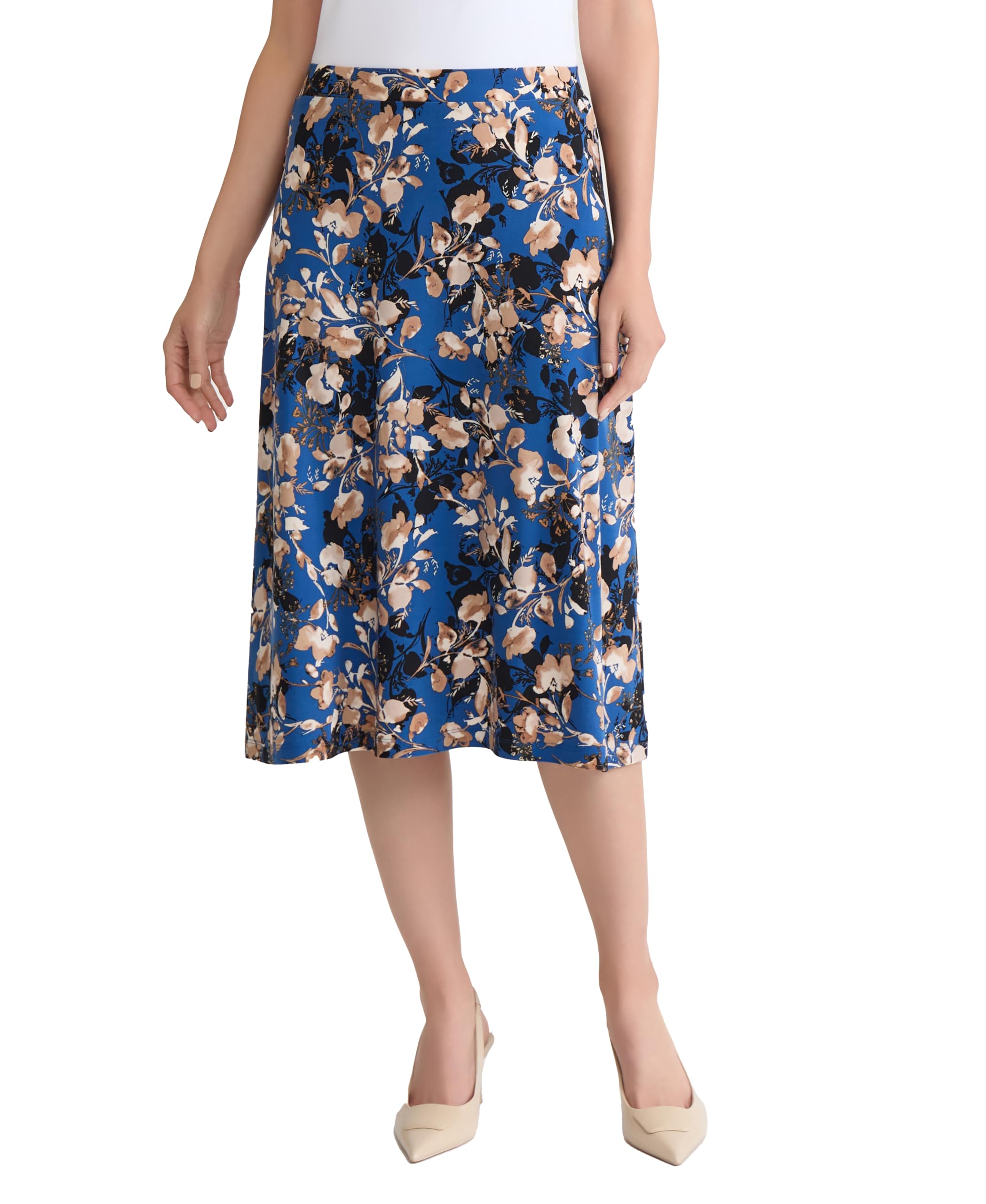 Kasper Womens Floral Print Pull on Knit Skirt