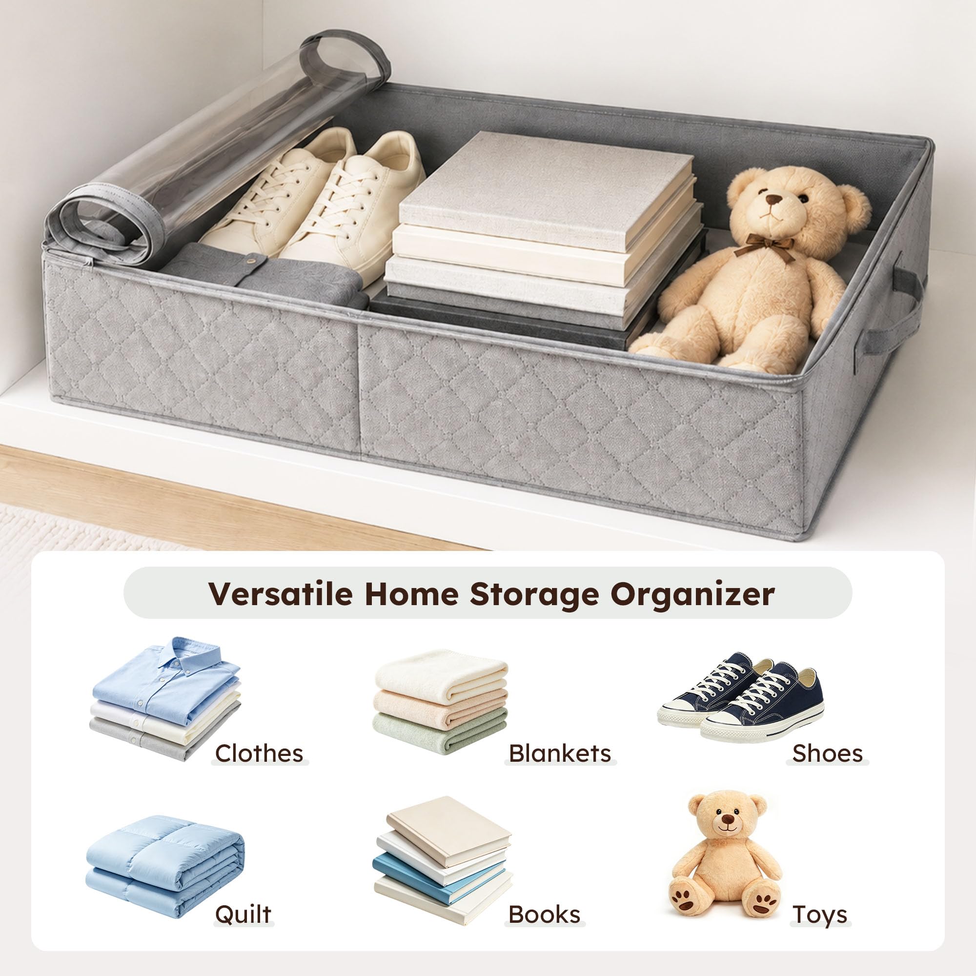 LotFancy - Contenitori sotto il letto, confezione da 2, 61 x 40 x 15 cm