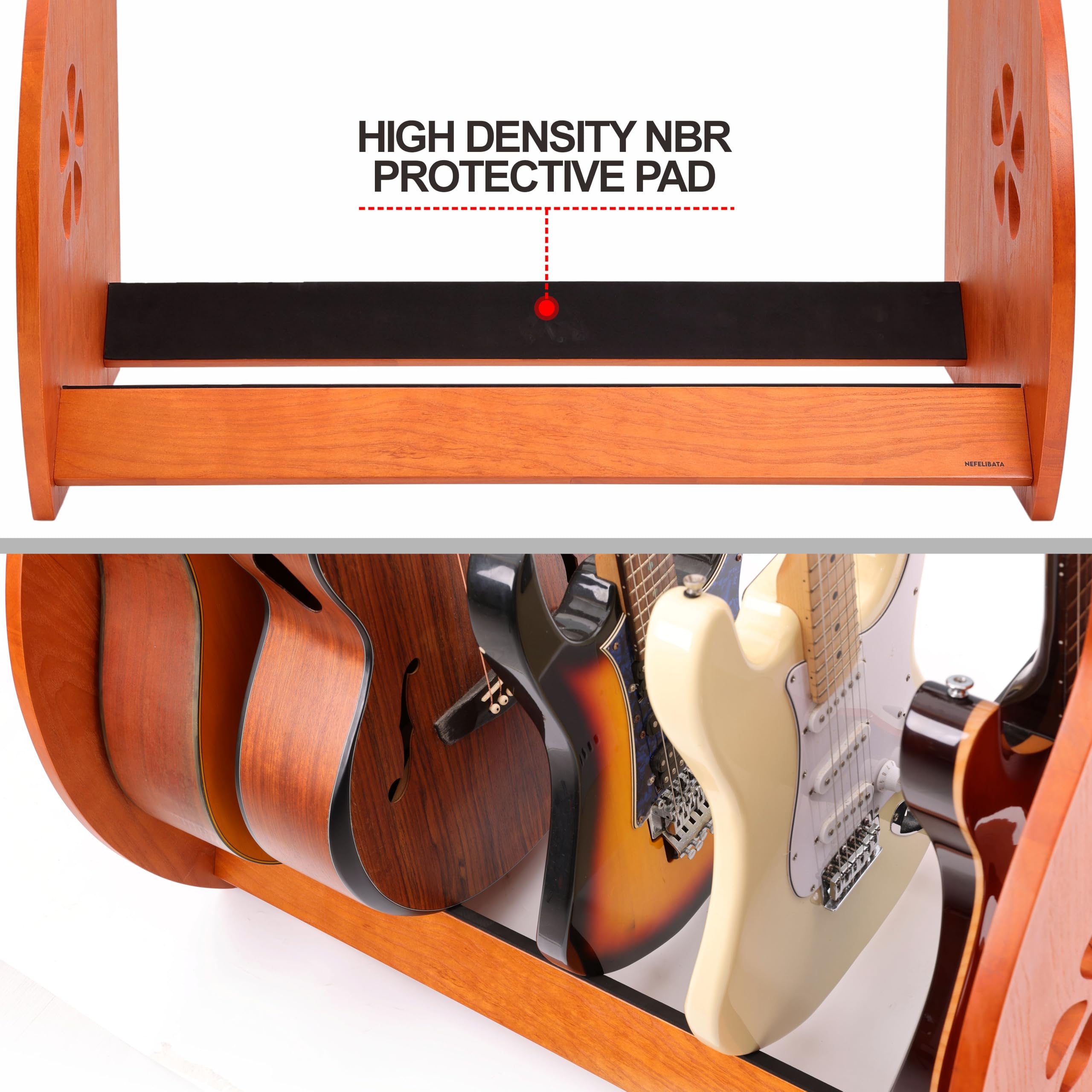 Nefelibata Mehrzweck Gitarrenständer 5 Holz Gitarrenständer Bodenständer für Gitarren und Koffer, E-Gitarre, Akustikgitarre, Bassgitarre, Celli - Deutsch Aschbraun