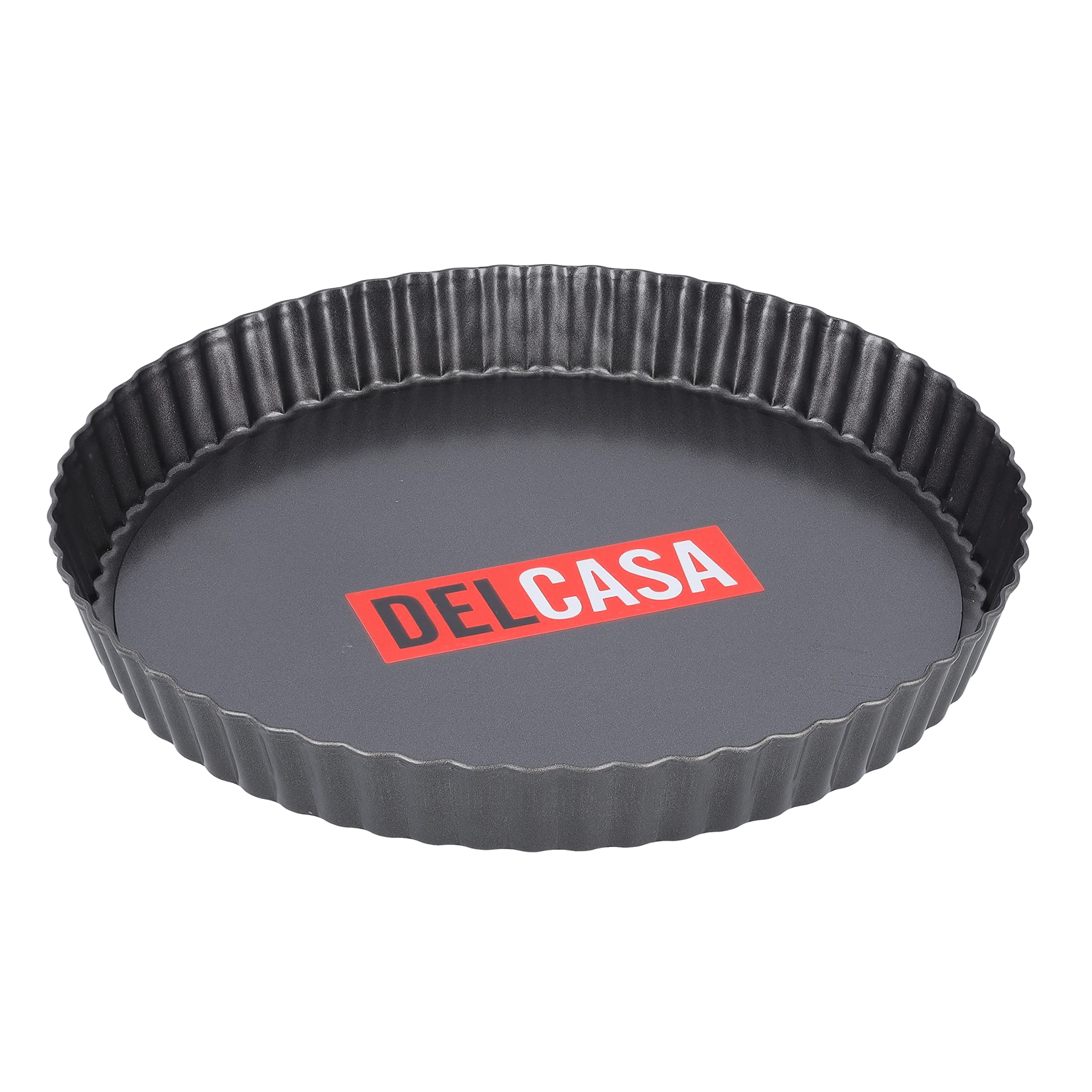 Delcasa Pie Pan Nonstick & Quick Release Coating Loose Bottom Quiche Tart Pan, Round with Removable Base, Black 22x2.5CM, DC2038