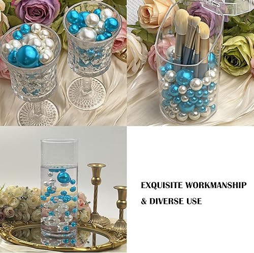 Miniatura 10 de Maiangel 120 piezas de jarrón de perlas sintéticas, jarrón de perlas de maquillaje, sin agujero, cuentas de perlas brillantes, varios tamaños,