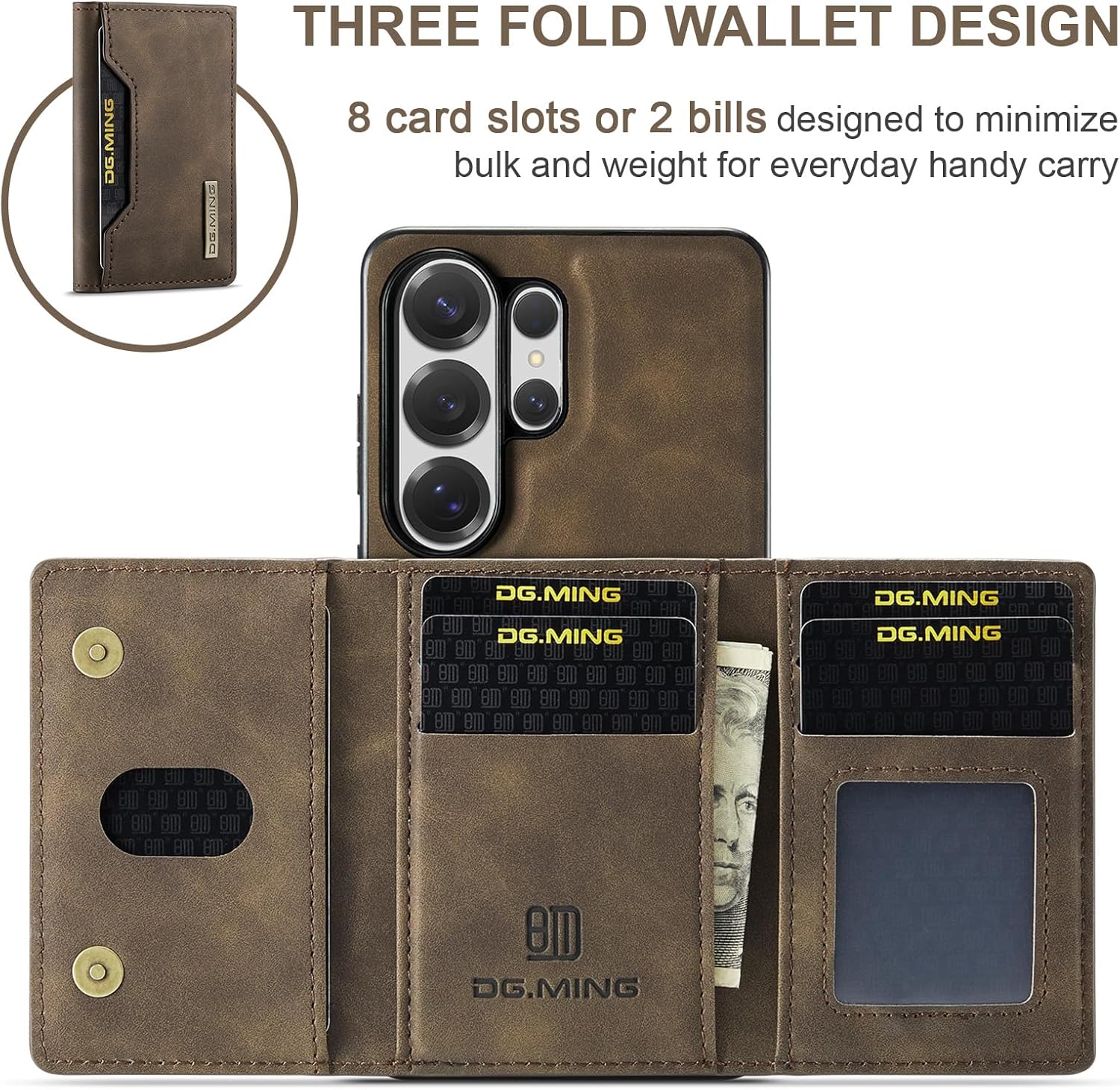 SZHAIYU M2 2 in 1 Detachable Leather Phone Cases for Samsung Galaxy S26 Ultra 5G Case Wallet with Card Holder Men 6.9'' (Coffee)