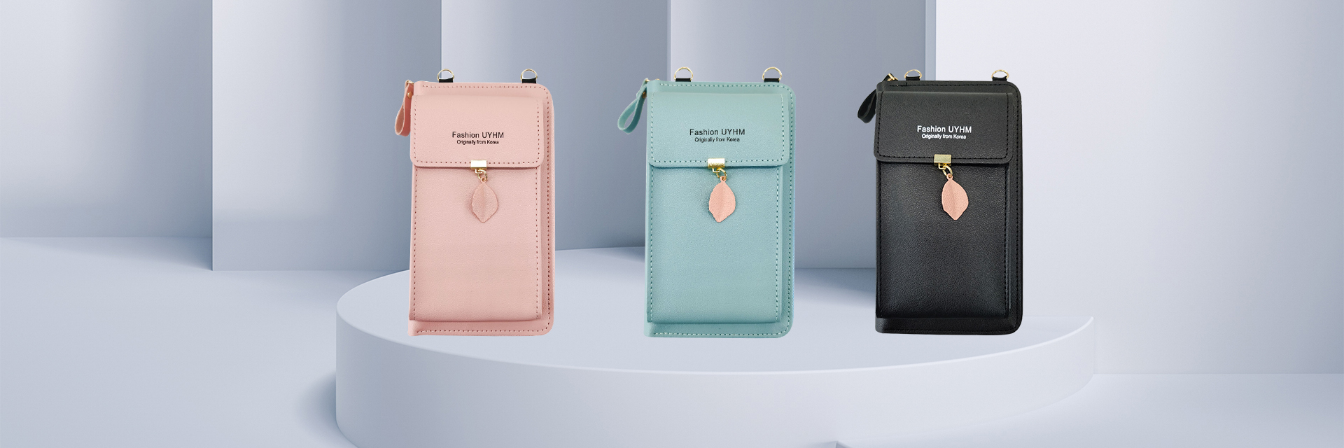 Borsa A Tracolla Per Cellulare In PU Con Cerniera | 3 Strati E Portacarte, Design Con Foglia - Foto 5