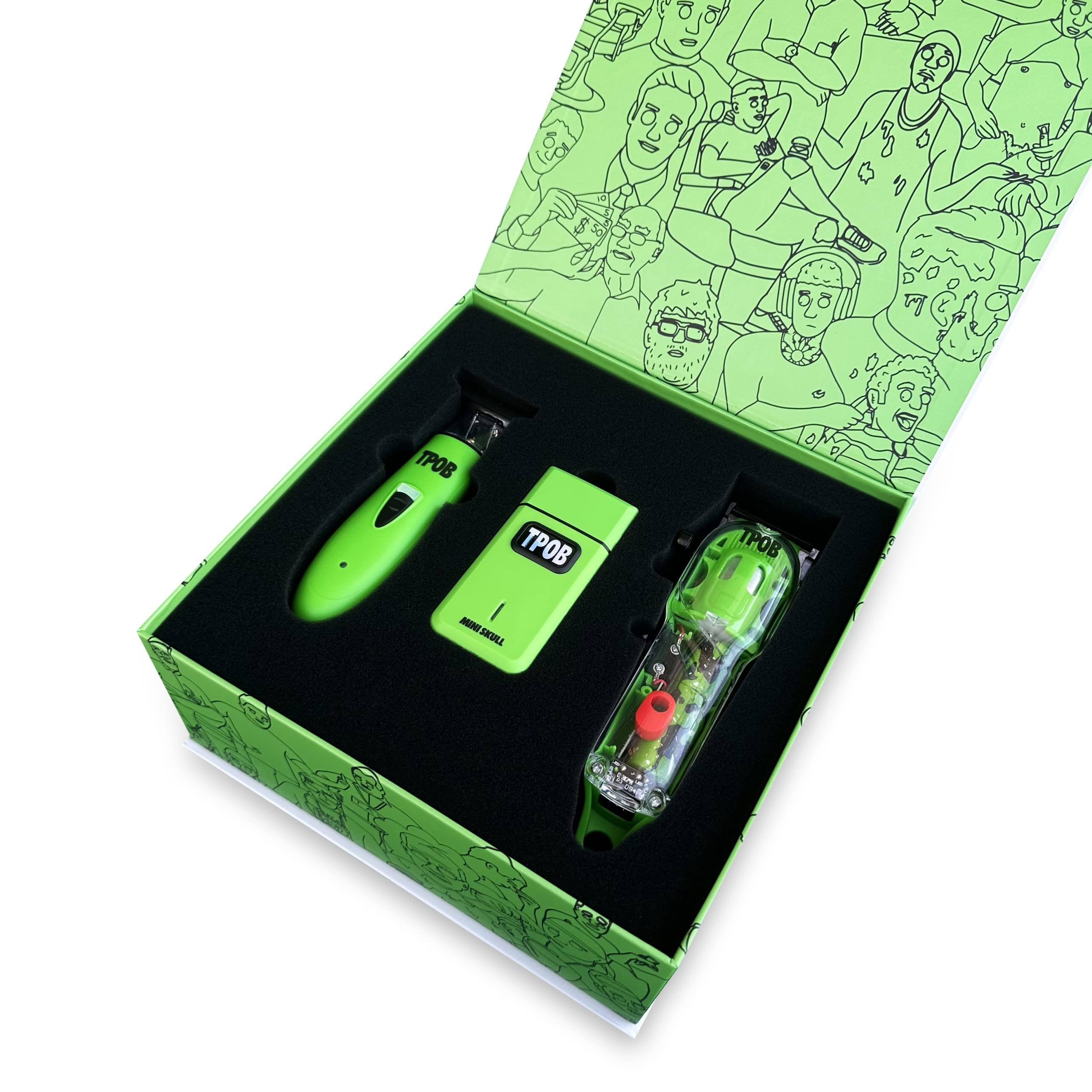 TPOB Slime 2 Barber Hair Clippers Trimmer Shaver Set for Men with Matte Green Case and X Fade Blade (Slime) - Image 2