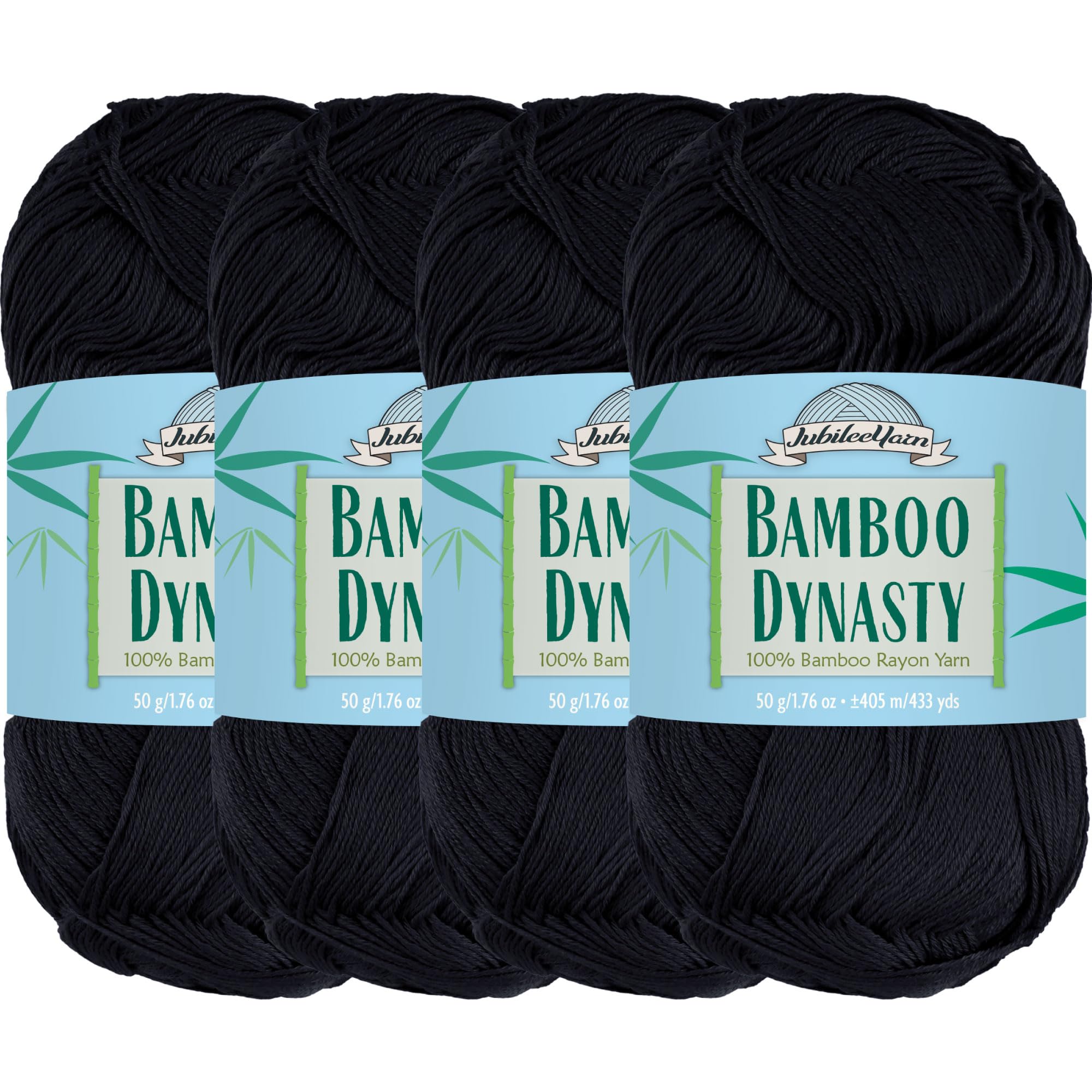 Bamboomn brand – Lace peso filato 100% rayon from Bamboo – 50 g/Skein Style B665 – 2/4/10 matasse 4 Pack Jet Black