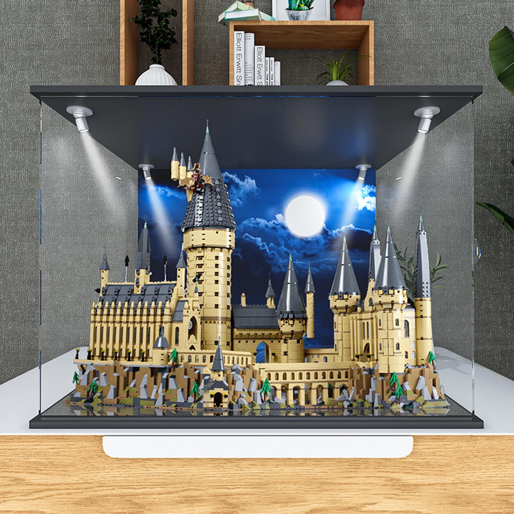XNSHENGXAN Acrylic Display Case Compatible to Lego #71043 Magic School (28.3*18.8*23.6in), Display Cases for Collectibles, Sturdy Protection for Your Collectible,Light a+Background