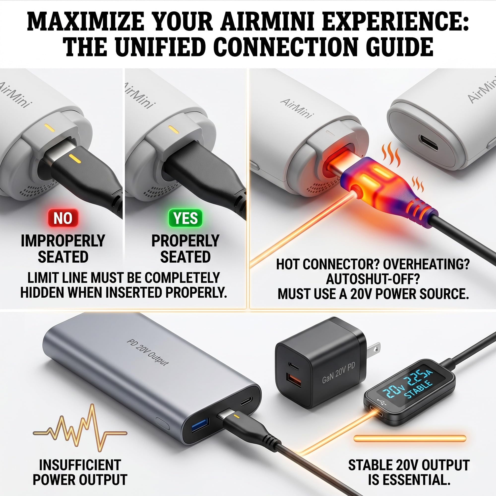 Jeasun Cavo di alimentazione USB-C per Resmed AirMini | PD Boost Cable (20V → 24V) – Funziona con power bank, caricabatterie da auto e AirMini Battery Pack | Pronto per viaggi e campeggio | 0,4 m