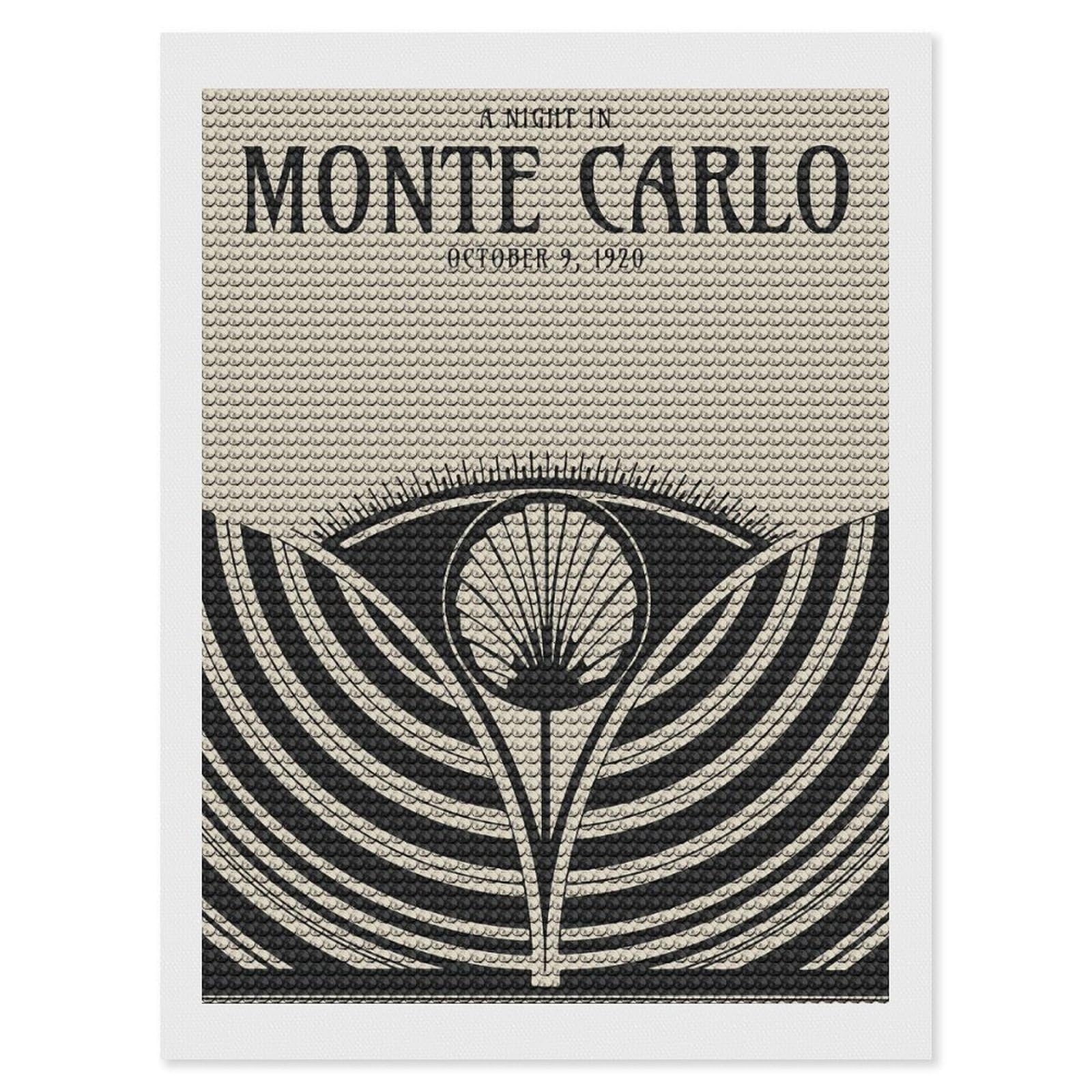 Junmoney Art Deco Monte Carlo Diamond Painting Canvas Set 12"x16", for Women, Pleasing Wall Art Project, Aesthetic Room Decor, Gift Idea