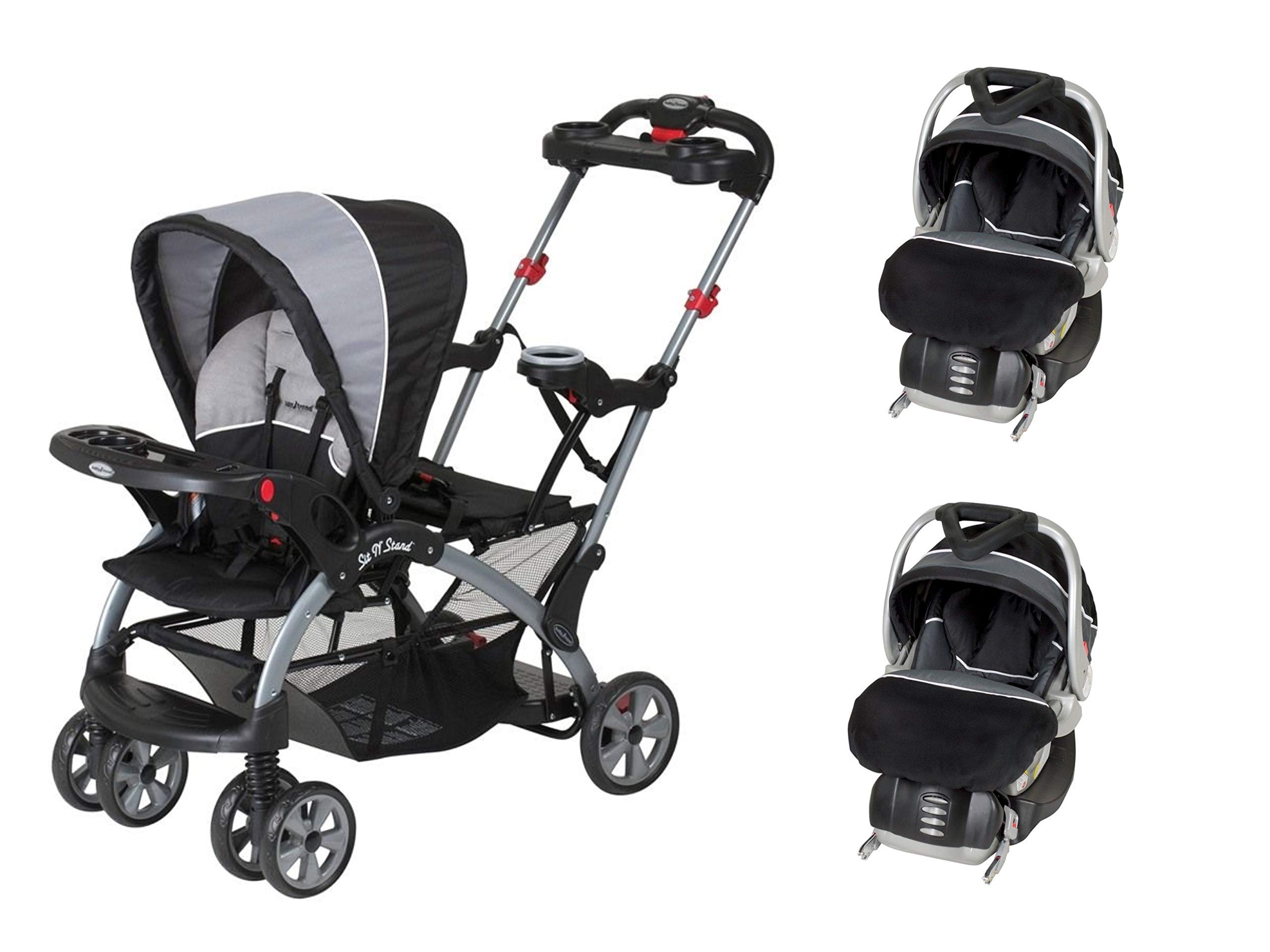 BABYTRENDSit N Stand Stroller +2 Infant Car Seat Onyx, Set of 1