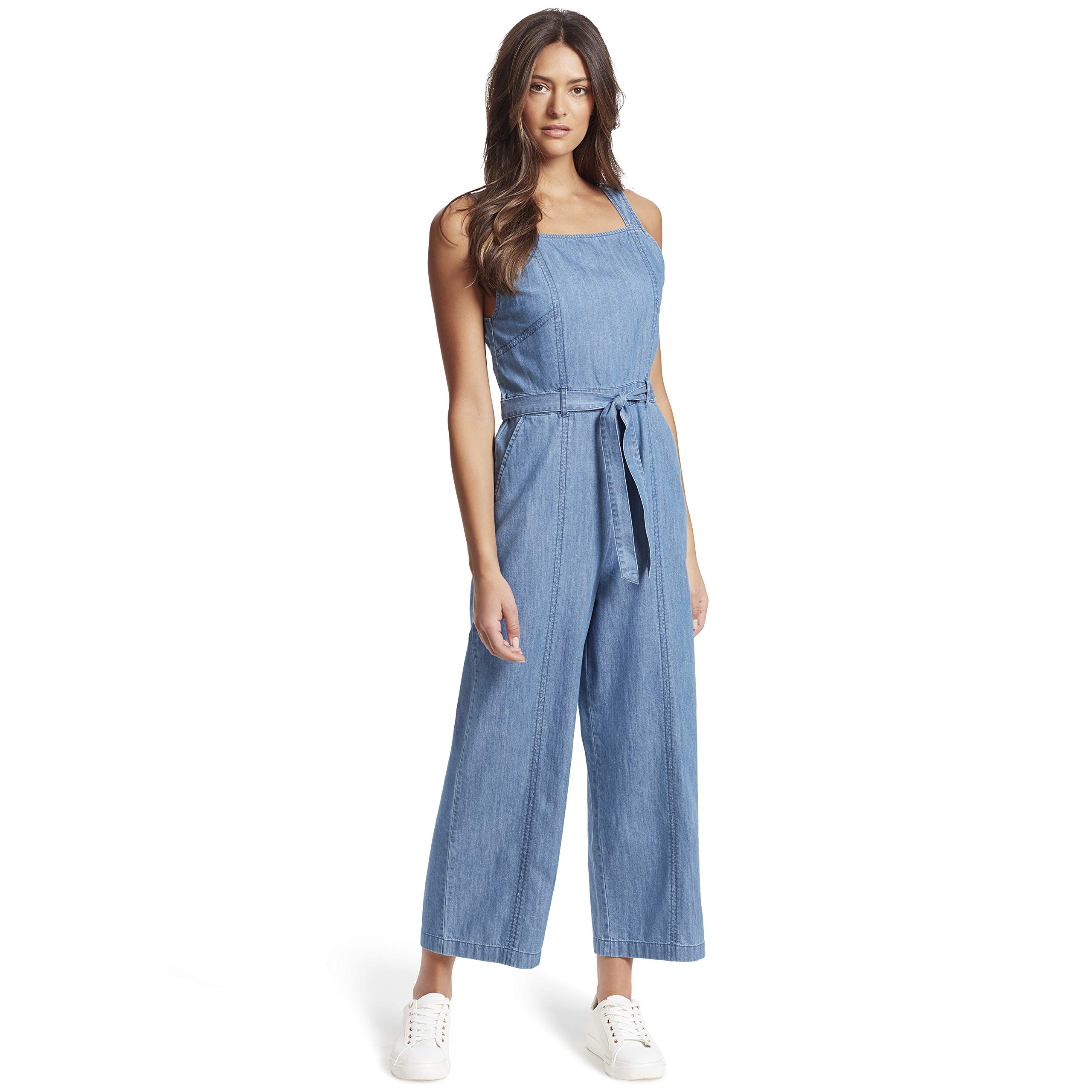 Ella Moss Womens Overall Belted Wide Leg Jumpsuit Desertcart