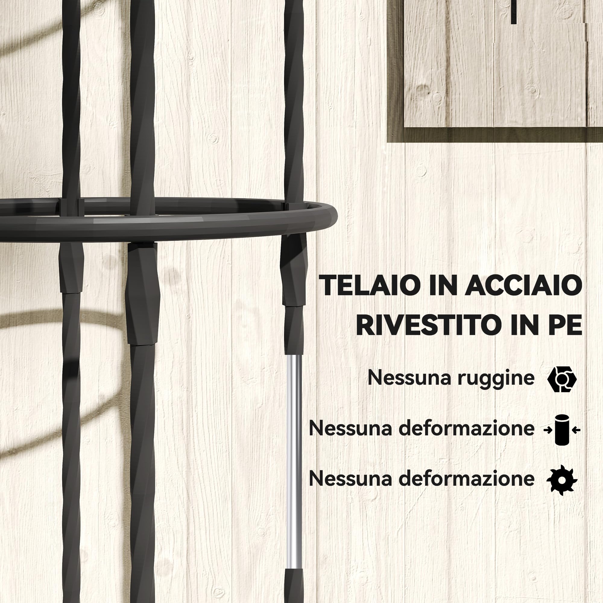 Outsunny Set di 2 Supporti per Piante Rampicanti Alti 1.74 m, Traliccio per Rampicanti da Giardino Alti in Acciaio Rivestito in PE con Decorazioni, per Rose, Pomodori, Fiori, Piselli e Verdure, Nero