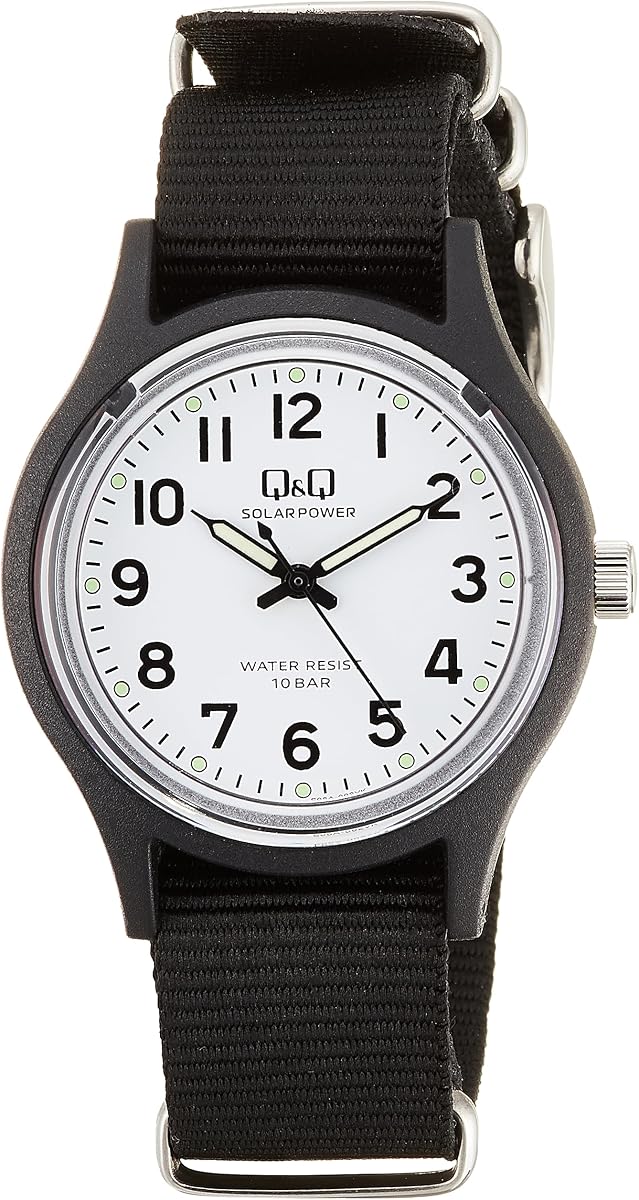 Reloj de pulsera solar analógico Citizen Q&Q, resistente al agua hasta 10 ATM, correa de nylon