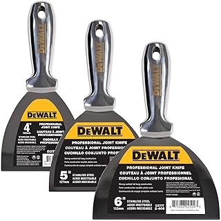 DEWALT Cuchillo para juntas de acero inoxidable, paquete de 3, hoja de masilla de metal pulido de una sola pieza | 3-450