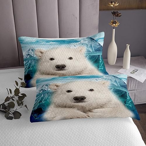 Miniatura 2 de Erosebridal - Juego de ropa de cama con diseño de oso polar de Iceberg, tamaño King para niños, niñas y adolescentes, adultos, colcha de paisaje