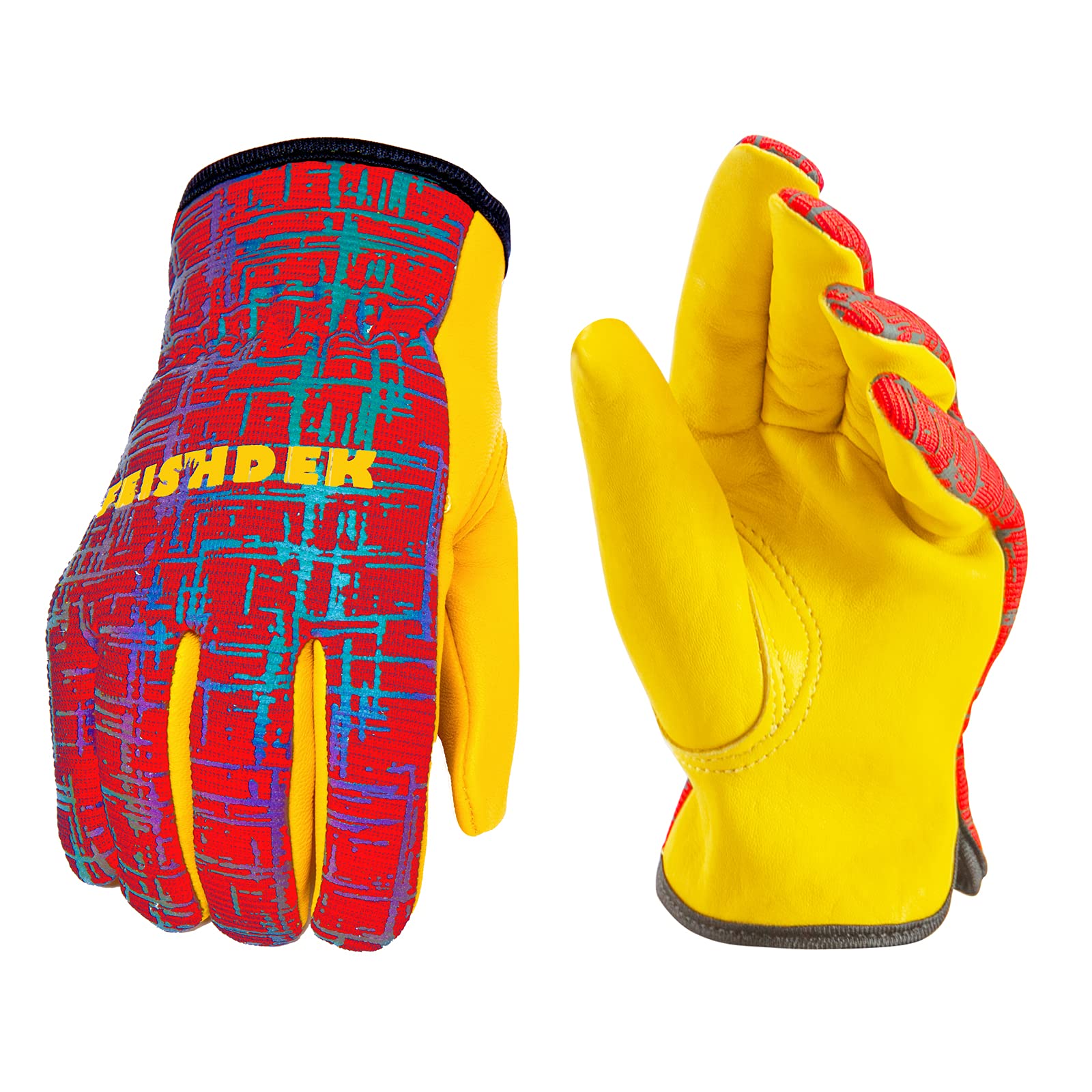 Kids Genuine Leather Work Gloves, Medium, Red, 4-6 Years Old