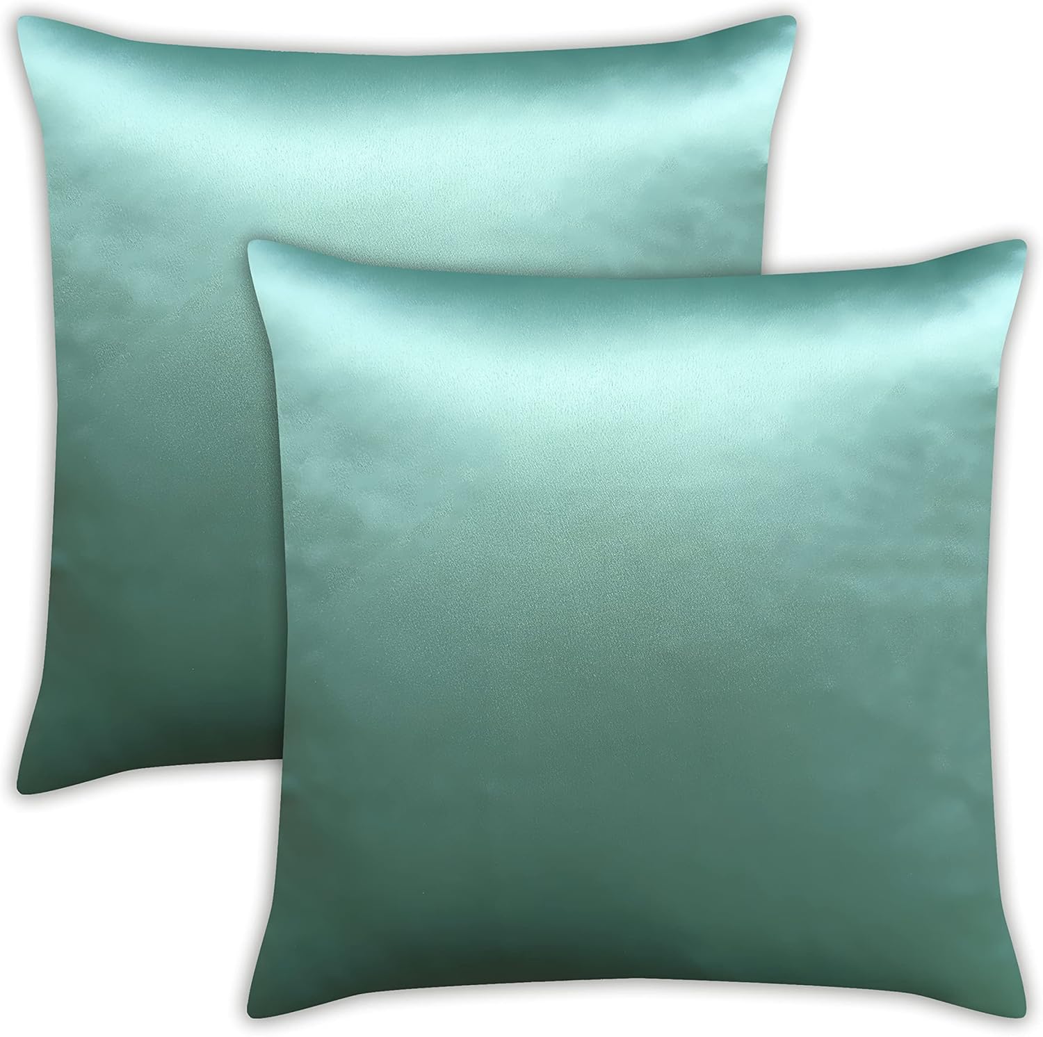 AVKA Studio Heavy Quality Satin Throw Pillow Covers - Off White - Set of 2-18x18 Decorative Pillow Covers - with Lining and Zipper Closure - Faux Silk Luxury Toss Pillow for Couch Sofa - No Insert