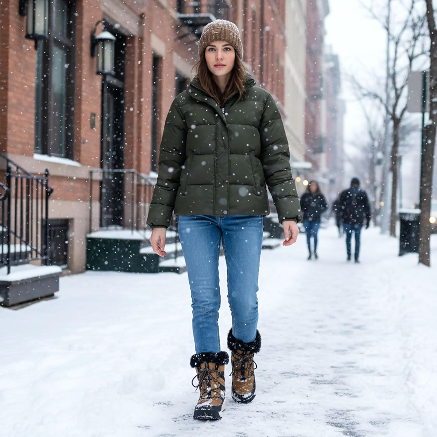 Women's Warm Snow Boots Cold Weather Winter Boots Fur Lined Comfortable Lightweight - Image 3