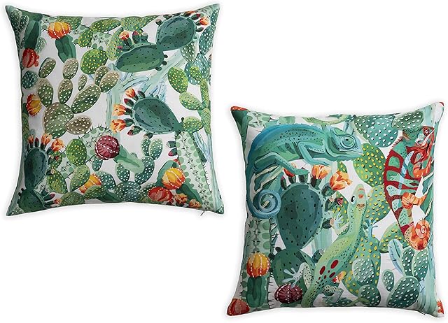 Amazon Brand - UMI Tropical - Tropic Bloom 100% Cotton Pack of Two Cushion Covers 45 cm by 45 cm