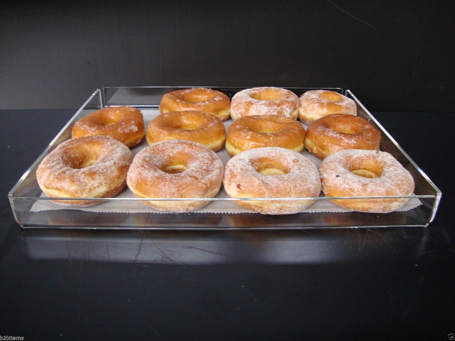 Acrylic Pastry Bakery Donut Bagels Cookie Display Case w/2 trays