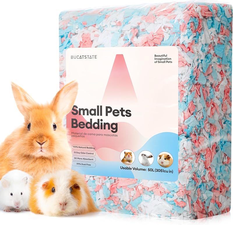 Hamster Bedding 50L, 99% Dust-Free Guinea Pig Bedding Odor Control Paper Bedding, Cozy Small Animal Bedding for Rabbit Rat Syrian Dwarf Hamsters Gerbils (Confetti) | FSC-Certified Material, Expands 3X, Cozy Paper Bedding for Guinea Pigs, Colorful Hamster Cage Accessories with Odor Control