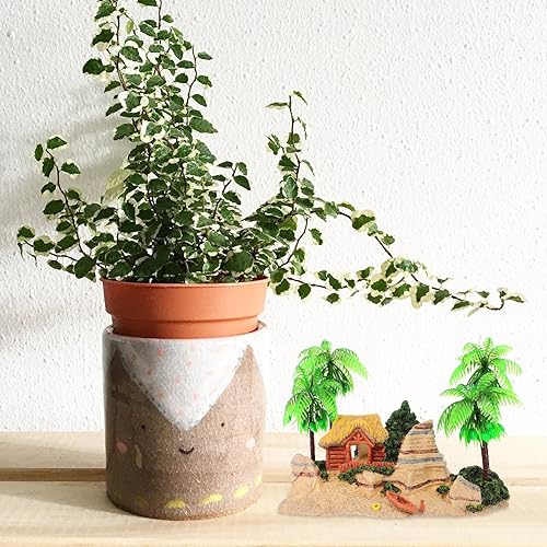 Miniatura 7 de POPETPOP Decoración de acuario para acuario, decoración de pecera, decoración de barco, decoración romántica de playa, cocotero, casa de madera,