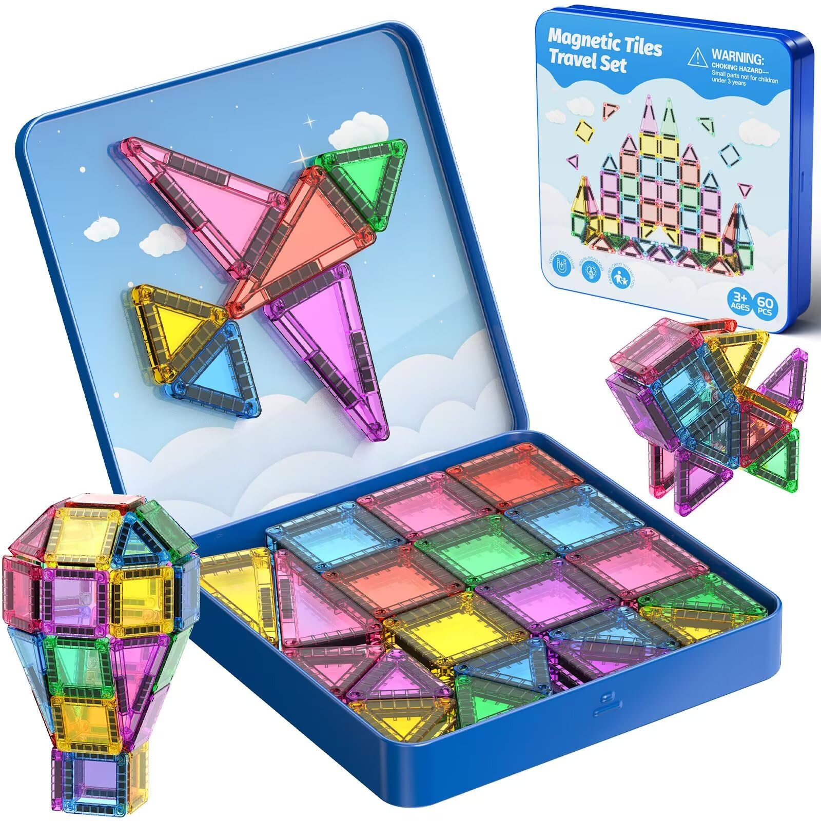 Amazon.com: JSDKFJSA 60-Piece Mini Magnetic Tiles Set with Iron