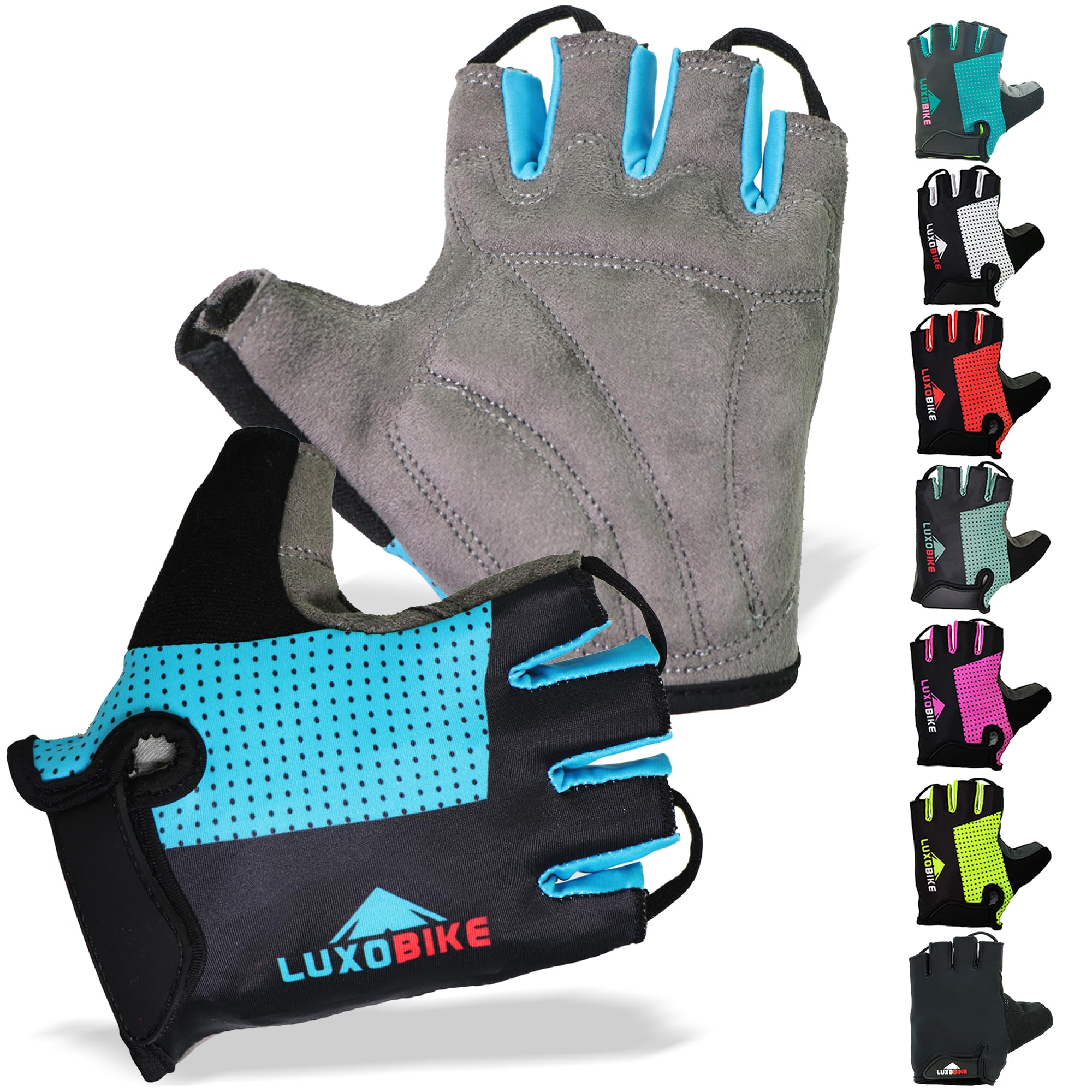 LuxoBike Bike Gloves for Men Cycling Biking Gloves Women - Padded Shock Absorbing Bicycle Riding, Anti-Slip Breahtable Half-Finger 's for Mountain